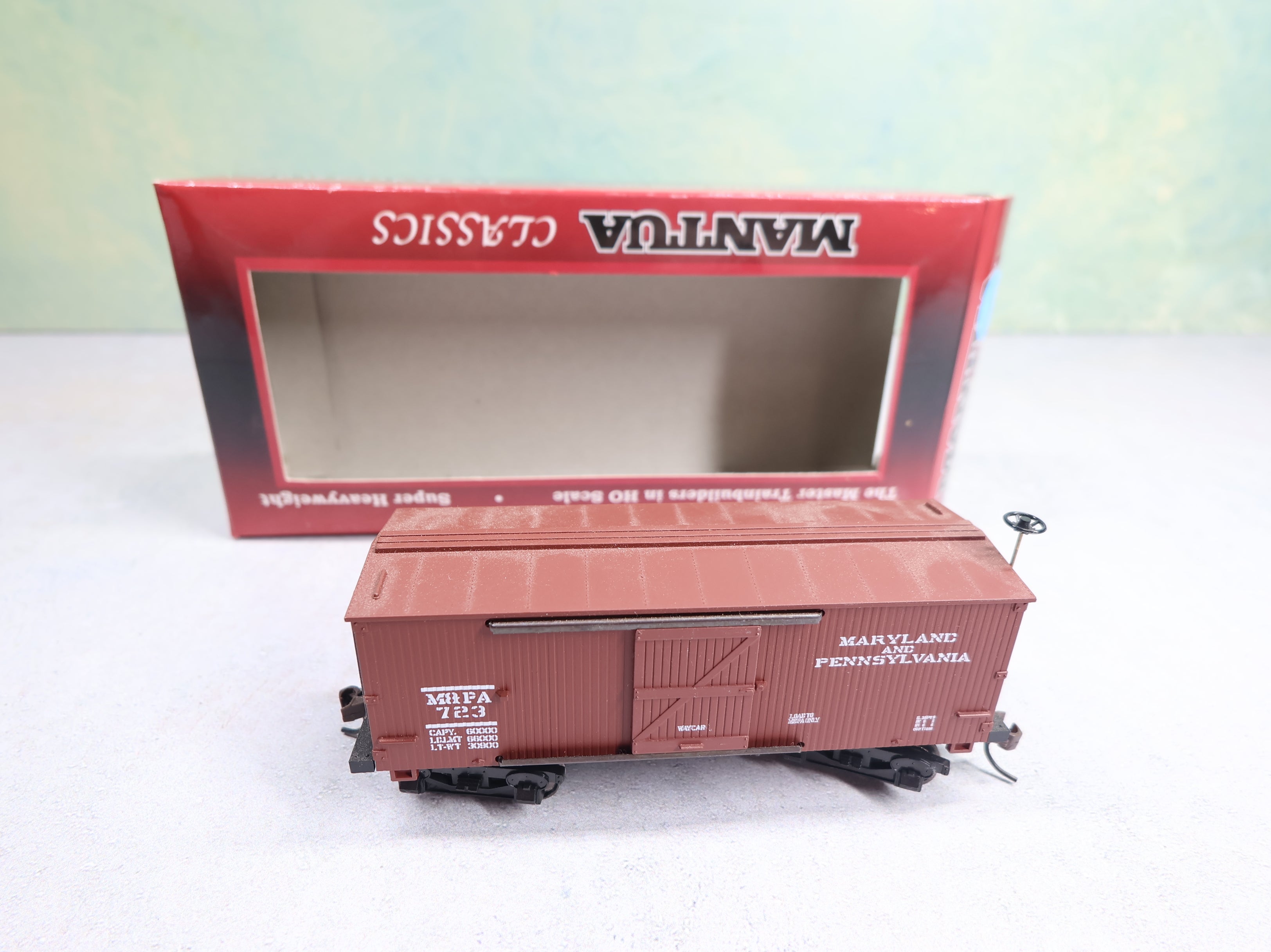 USED Mantua 721303 HO Scale Wooden 1860 Box Car Maryland and Pennsylvania M&PA #723