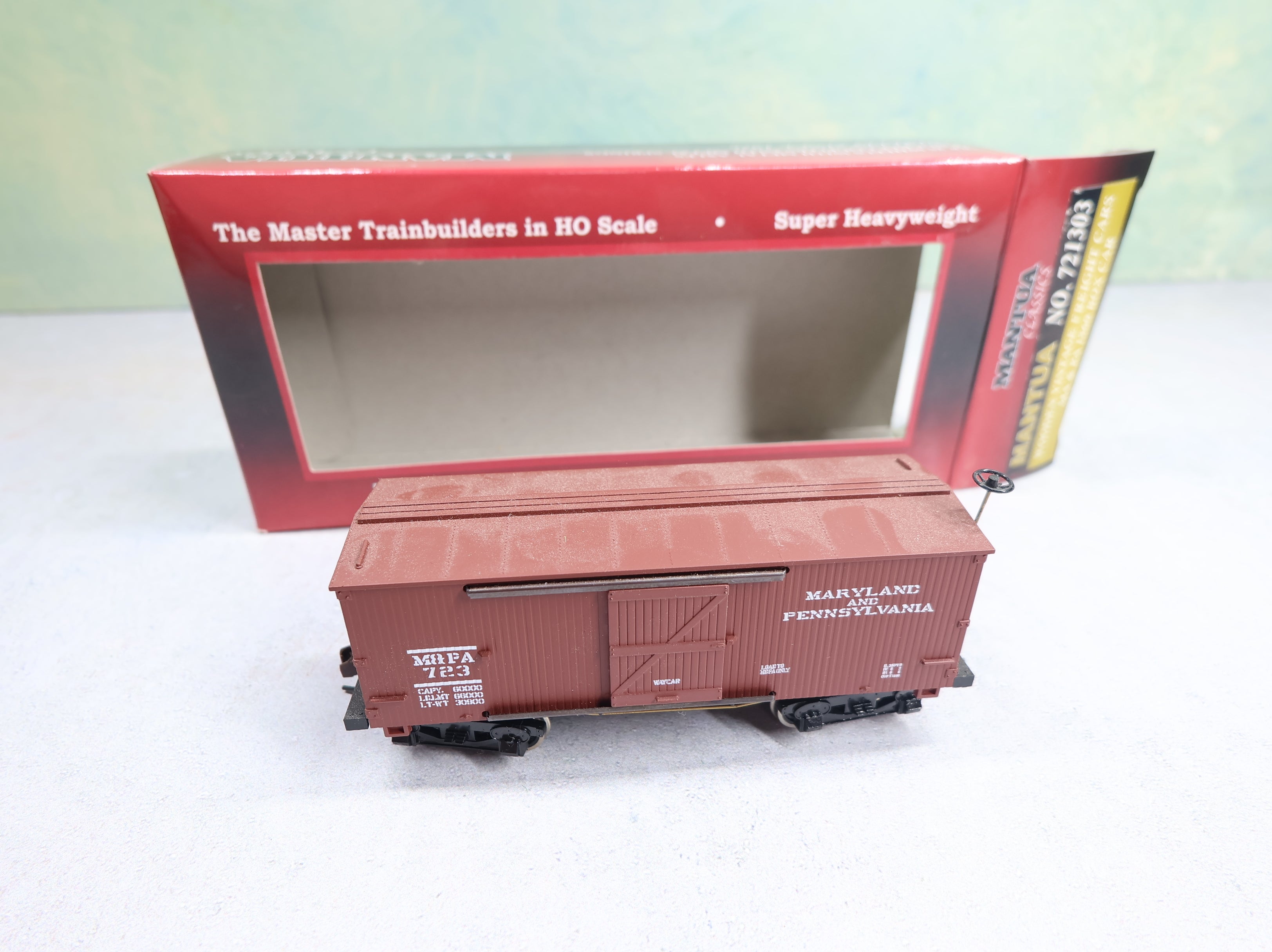 USED Mantua 721303 HO Scale Wooden 1860 Box Car Maryland and Pennsylvania M&PA #723