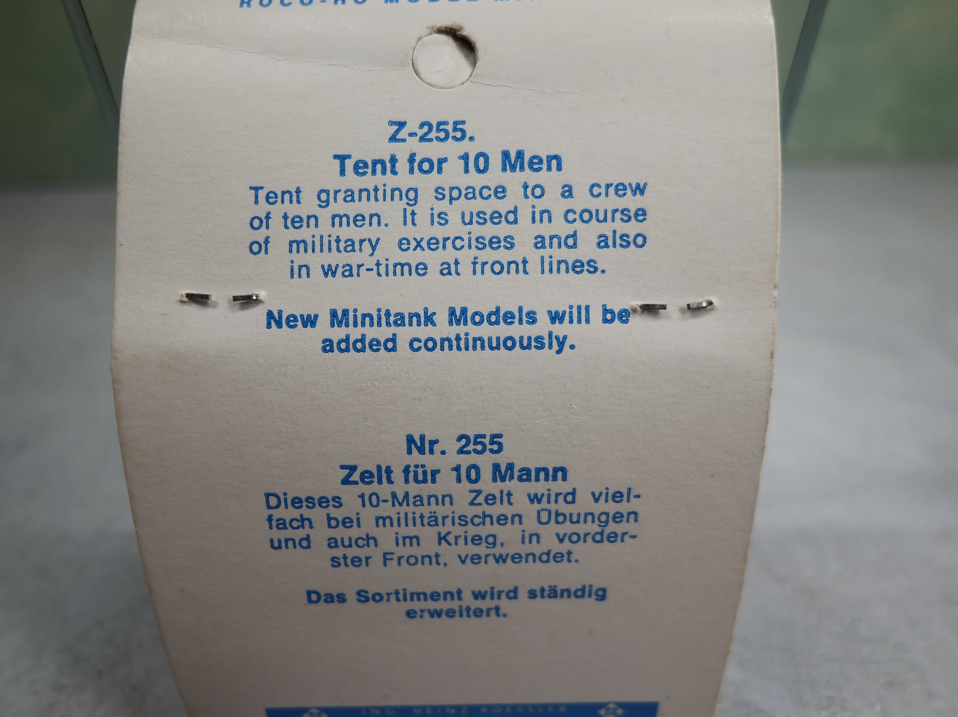 Roco Z255 HO Scale MiniTanks Tent for 10 Men Military Details