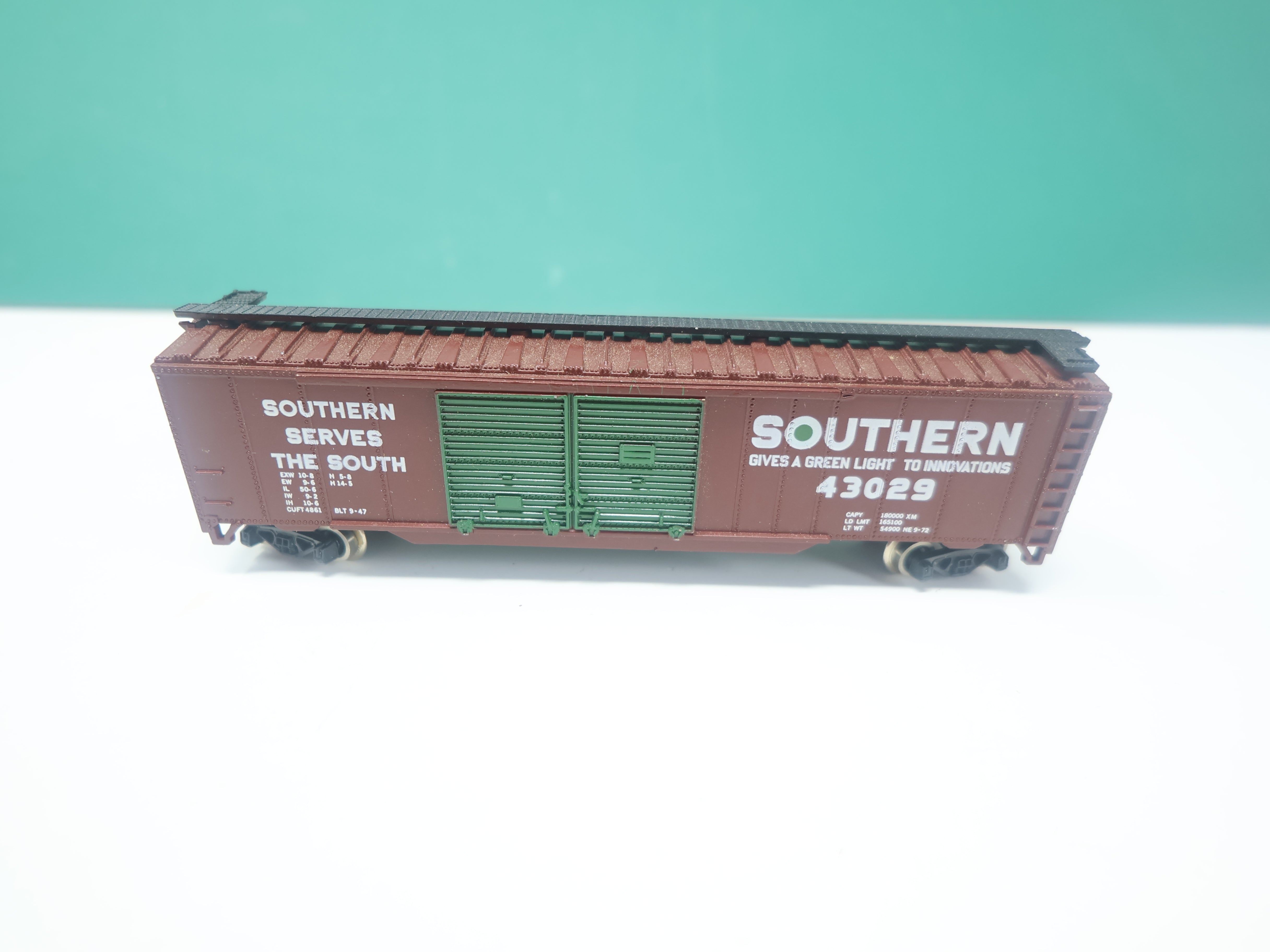 USED Atlas 3612 N Scale, 50' Steel Box Car DD, Southern #43029