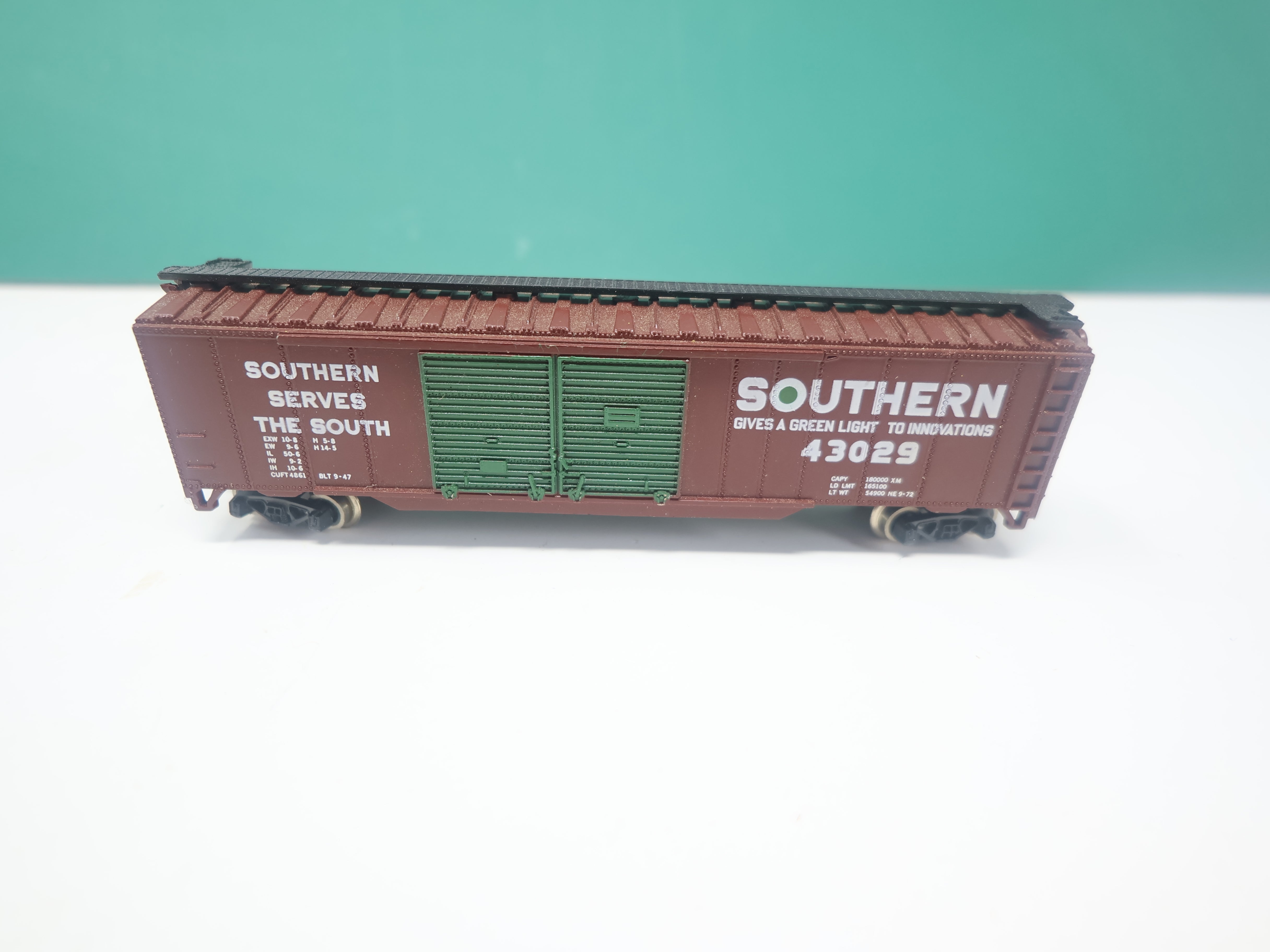 USED Atlas 3612 N Scale, 50' Steel Box Car DD, Southern #43029