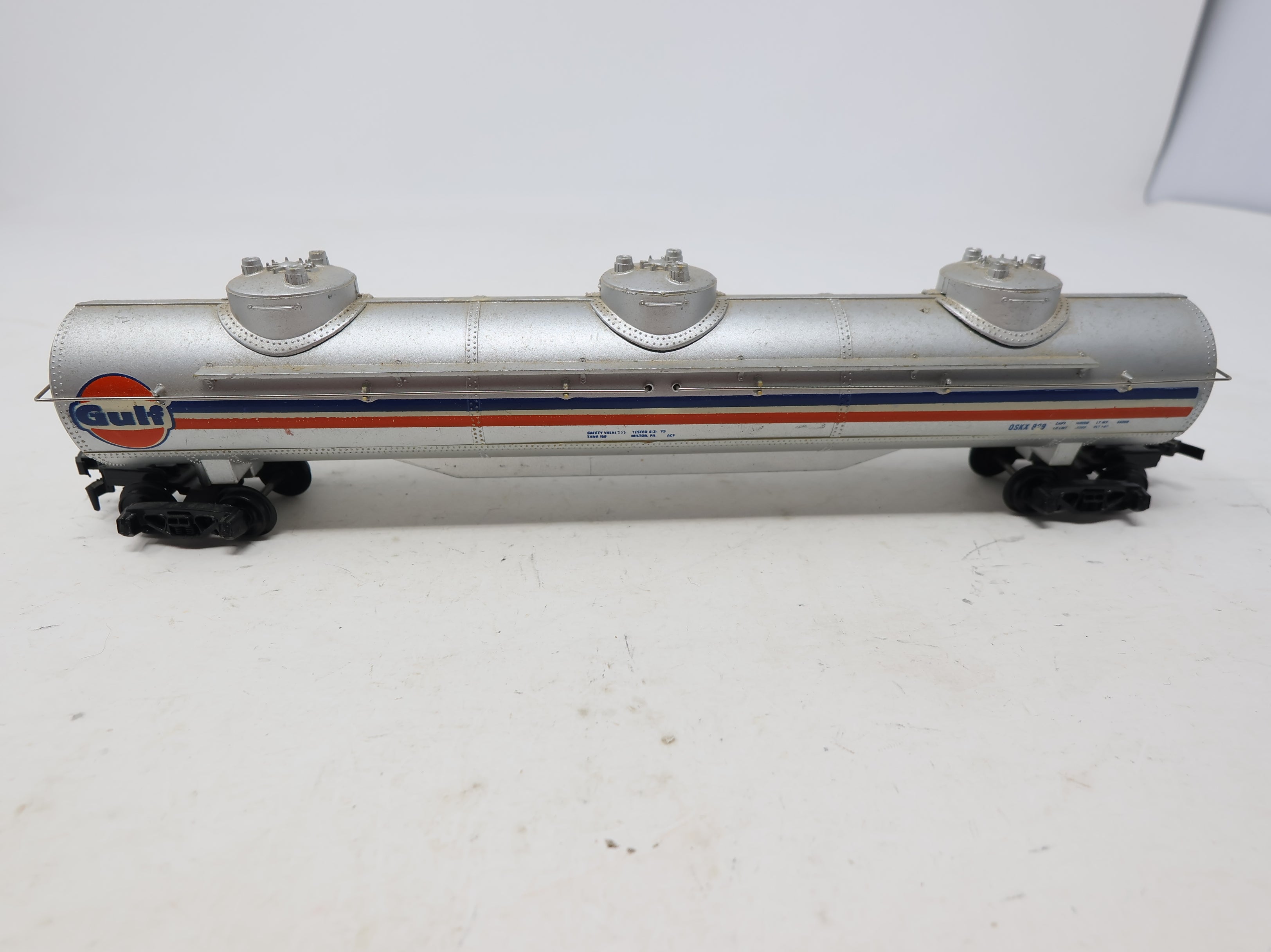 USED Tyco HO Scale Large Triple Dome Tank Car Gulf OSKX #829