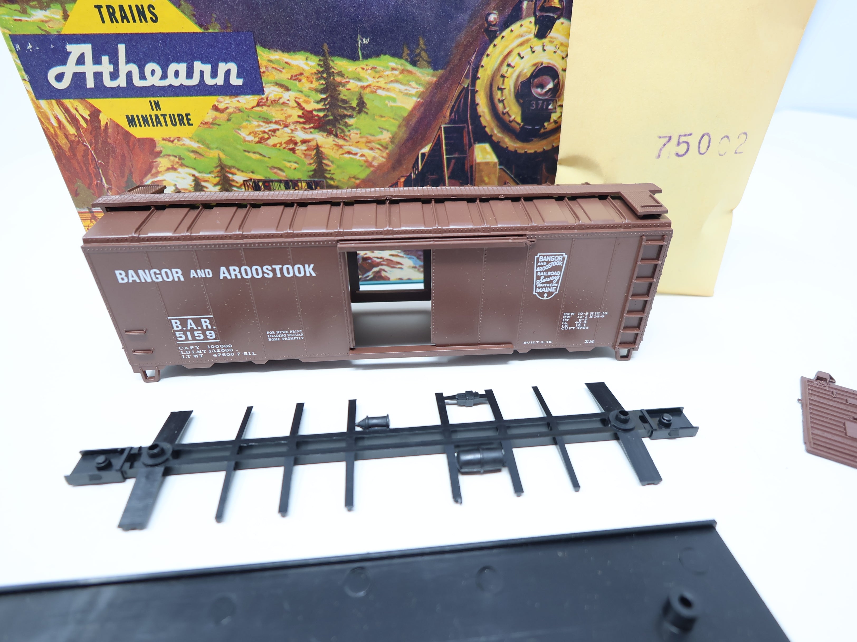 USED Athearn 1145 HO Scale 40' Steel Box Car Bangor and Aroostook BAR #5159 Bev-Bel KIT