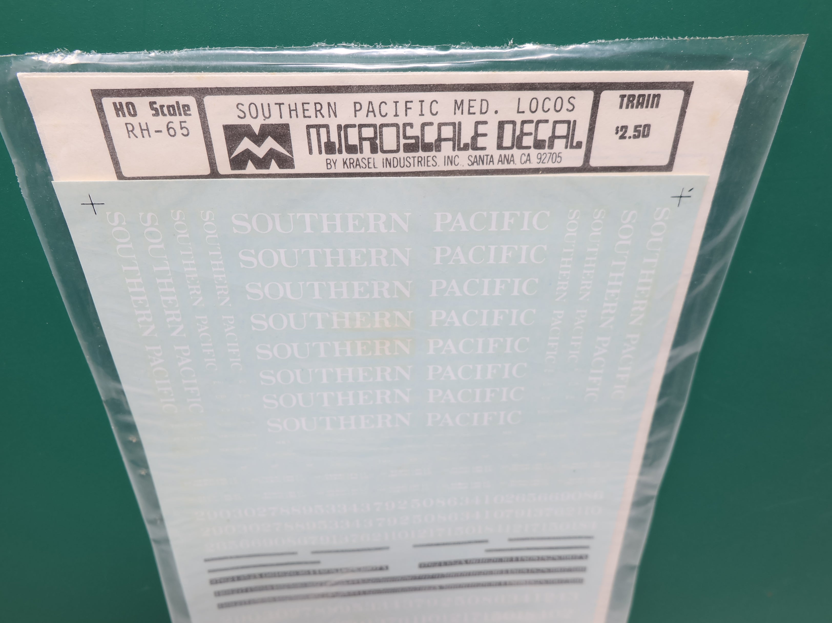 MICROSCALE RH-65 HO Scale Southern Pacific Med. Locos Decals