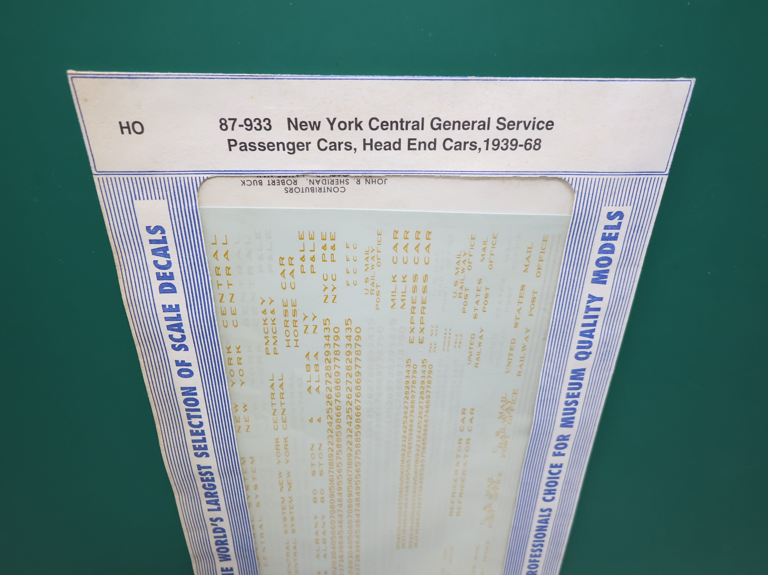 MICROSCALE 87-933 HO Scale NYC General Service Passenger Cars, Head End Cars 1939-68 Decals