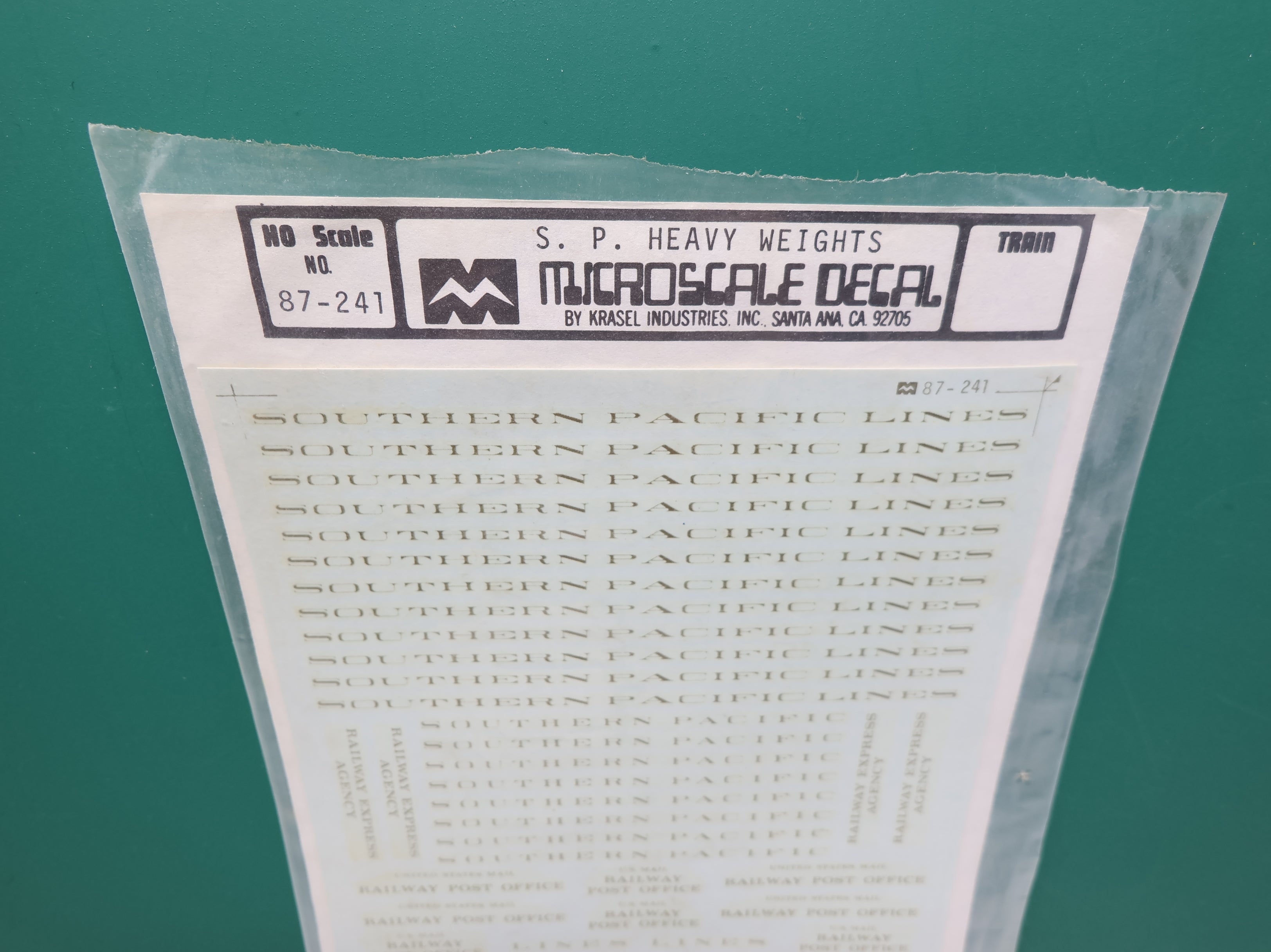 MICROSCALE 87-241 HO Scale Southern Pacific Heavy Weights Decals