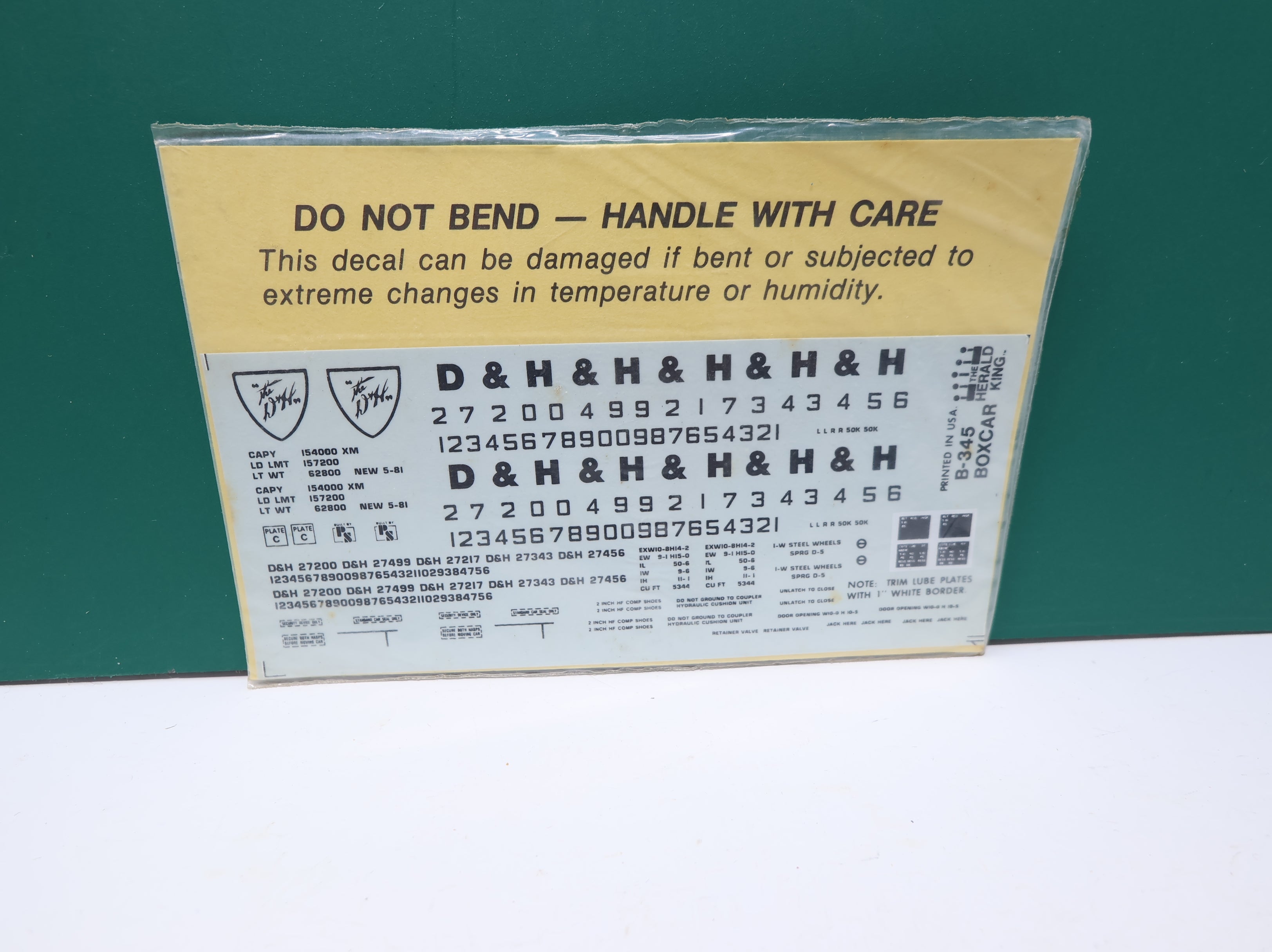 The Herald King B345 HO Scale D&H Orange 50' Box Car Black Lettering & Herald Decals