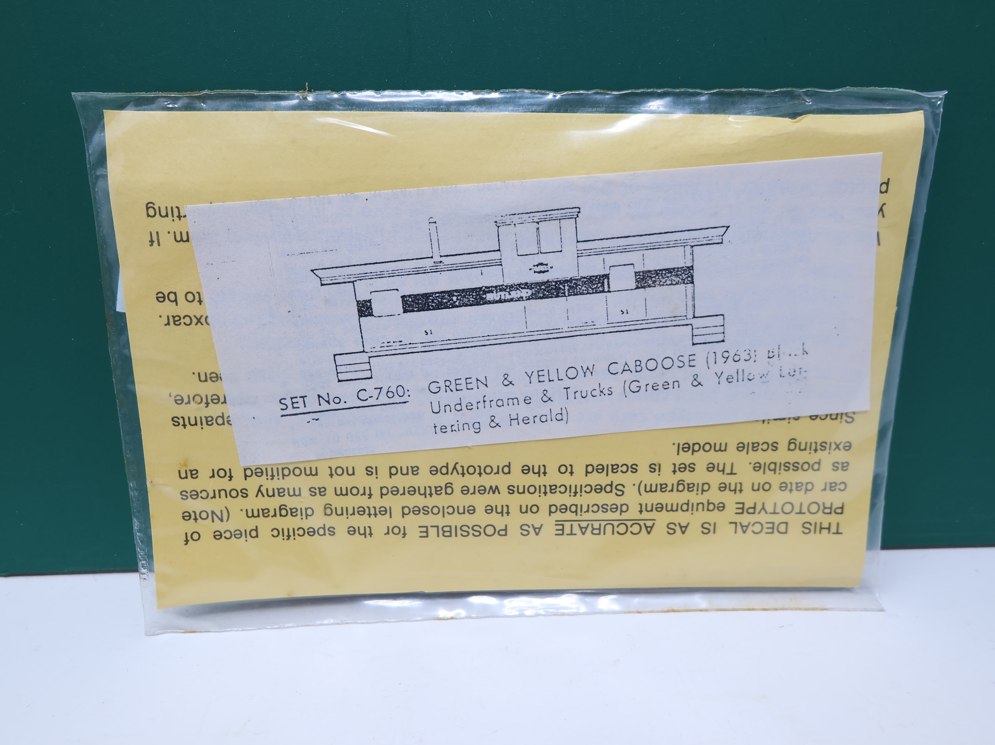 The Herald King C760 HO Scale Rutland Green & Yellow Caboose 1963 Green Lettering Decals