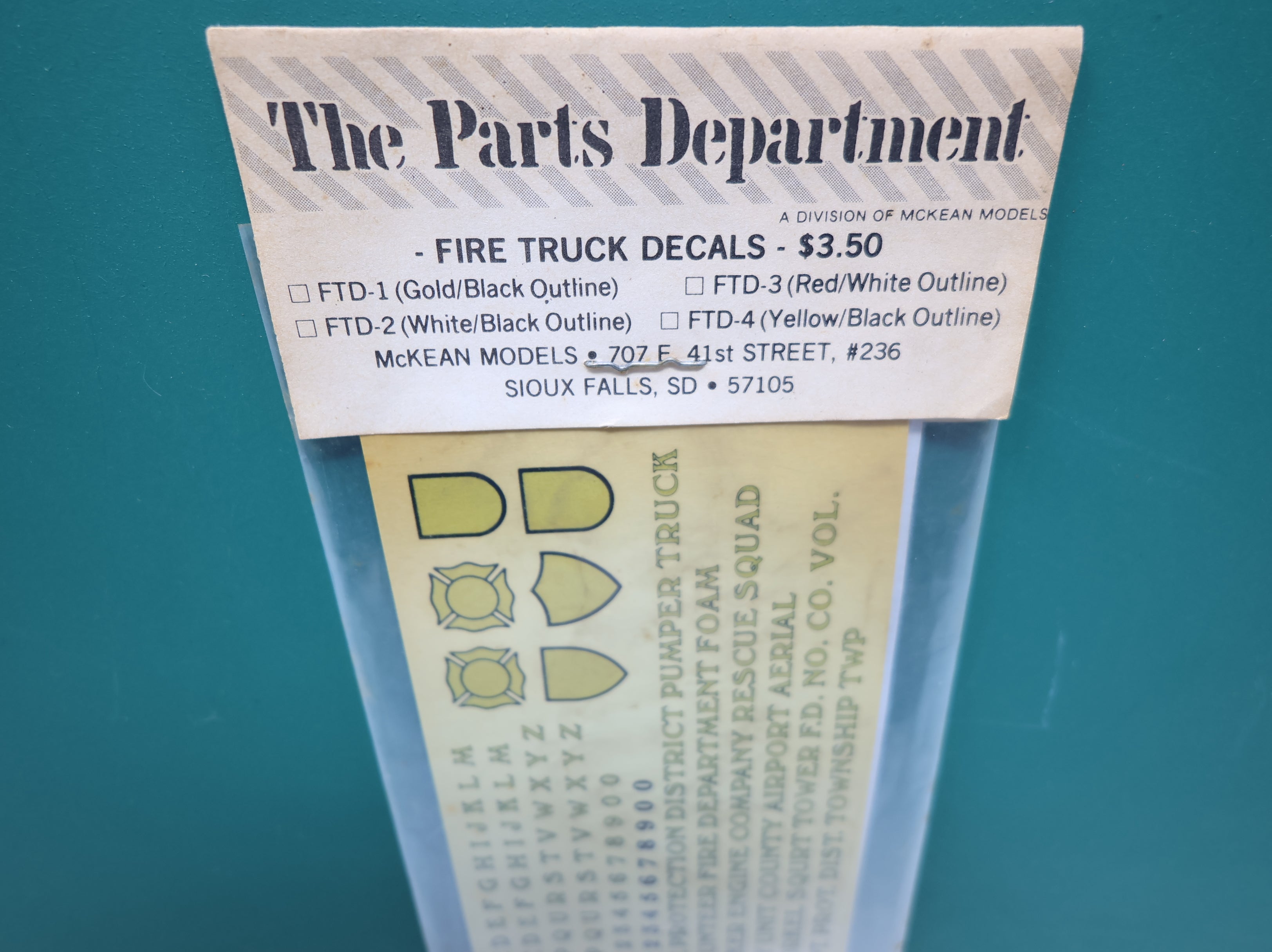 The Parts Department Fire Truck Decals