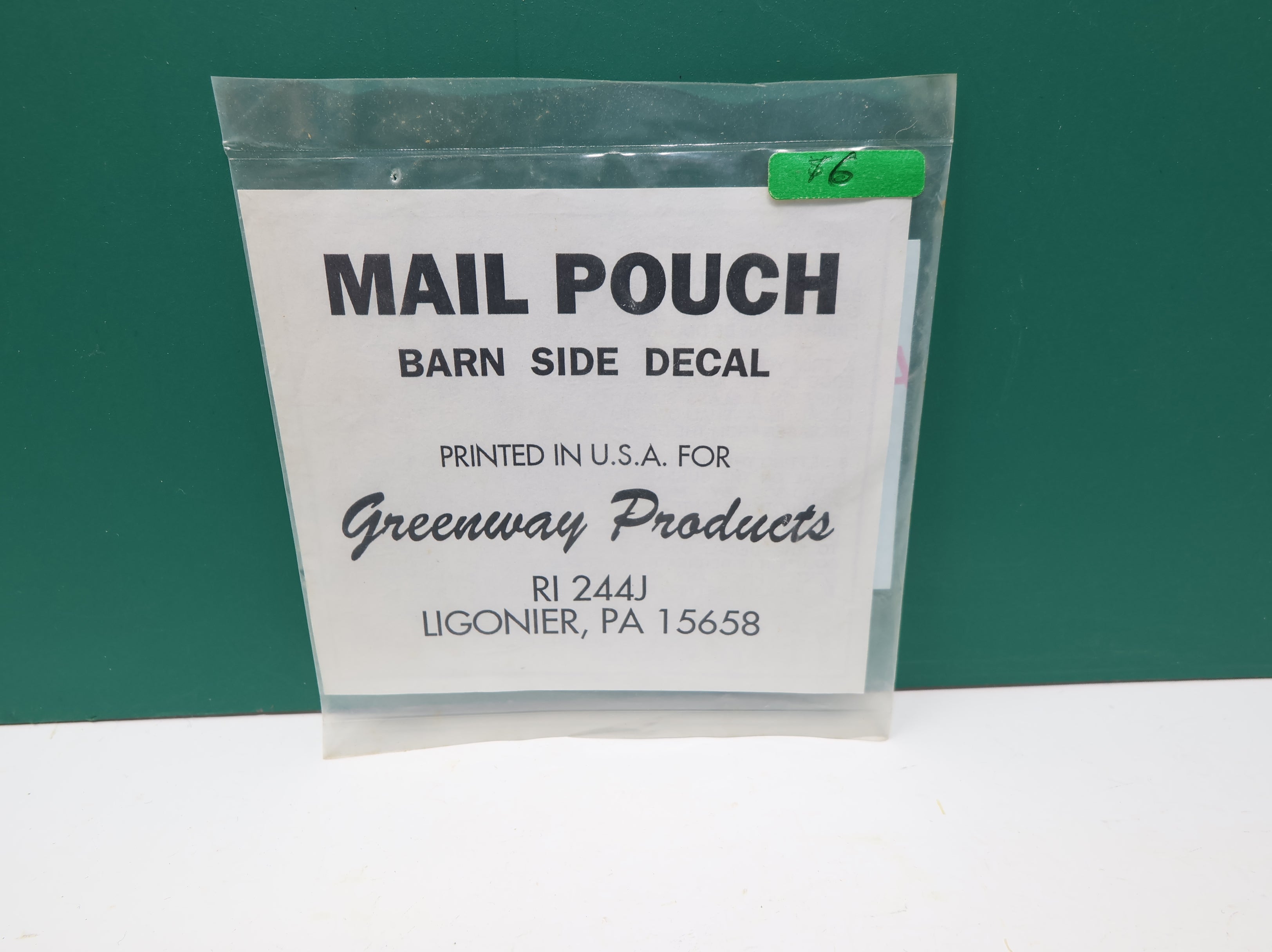 Greenway Products HO Scale Mail Pouch Barn Side Decal