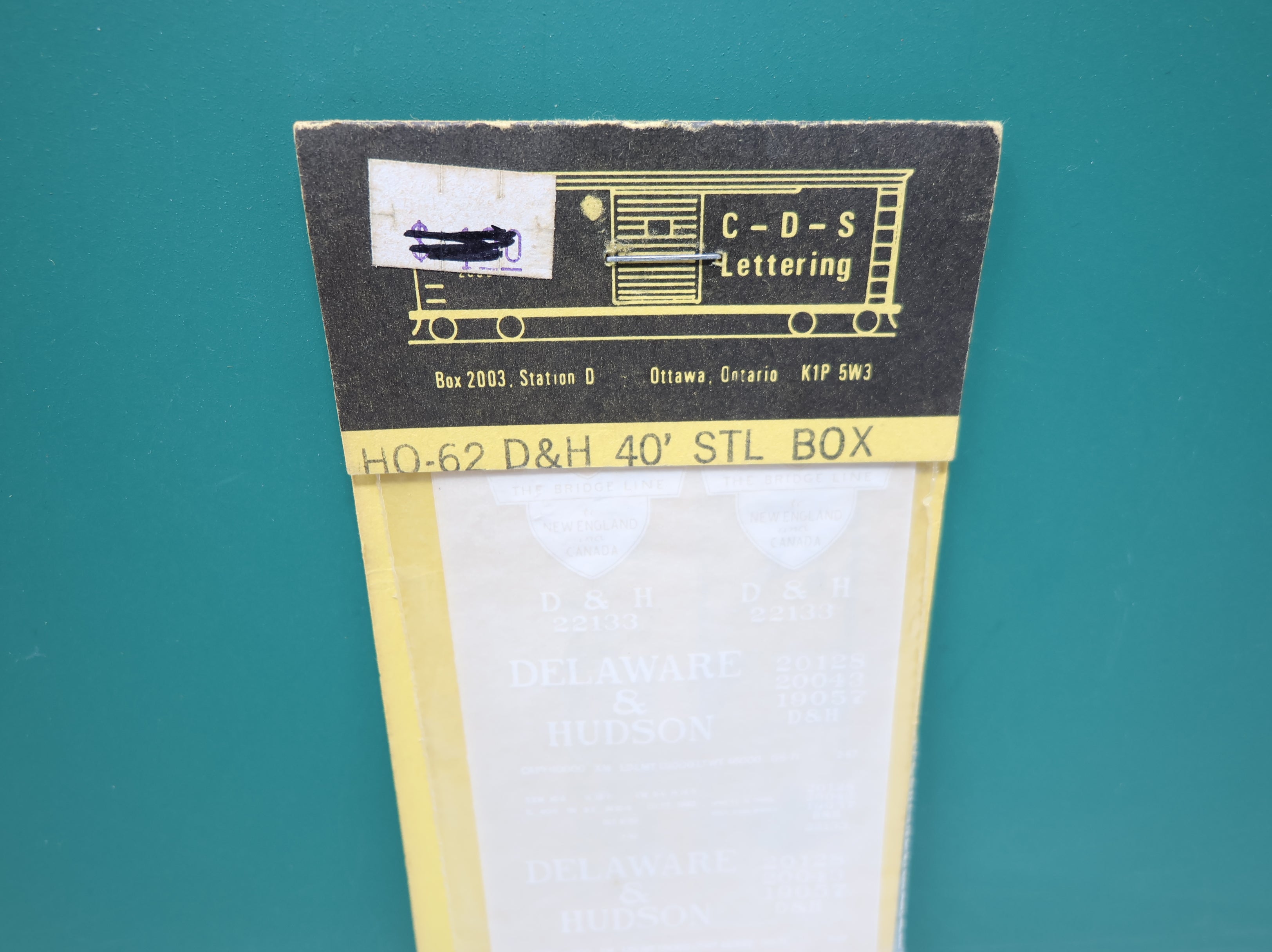 CDS Lettering HO62 HO Scale D&H 40' Box Car Decal