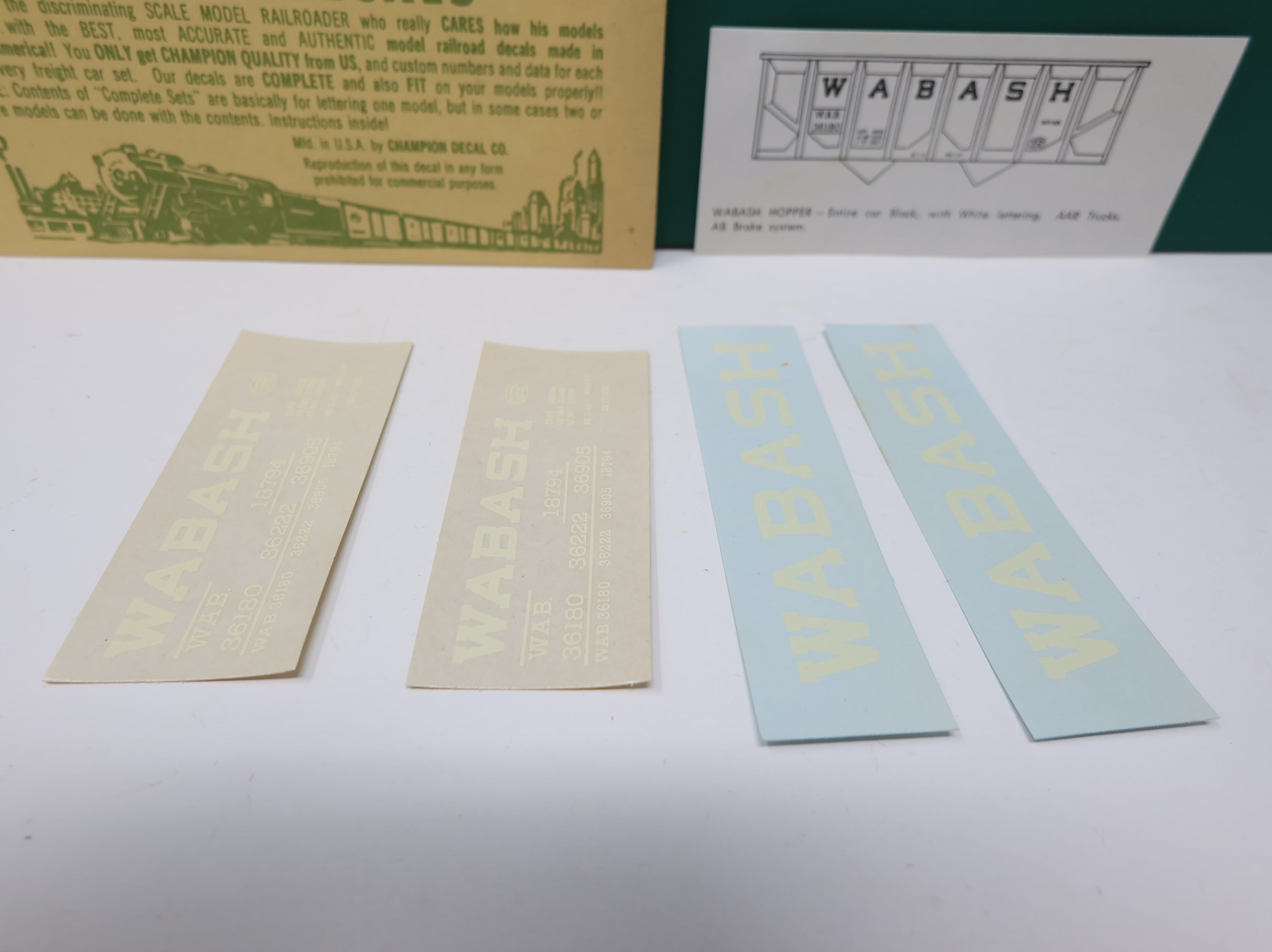 USED Champ Decals HC46 HO Scale Wabash Twin Hopper Decals