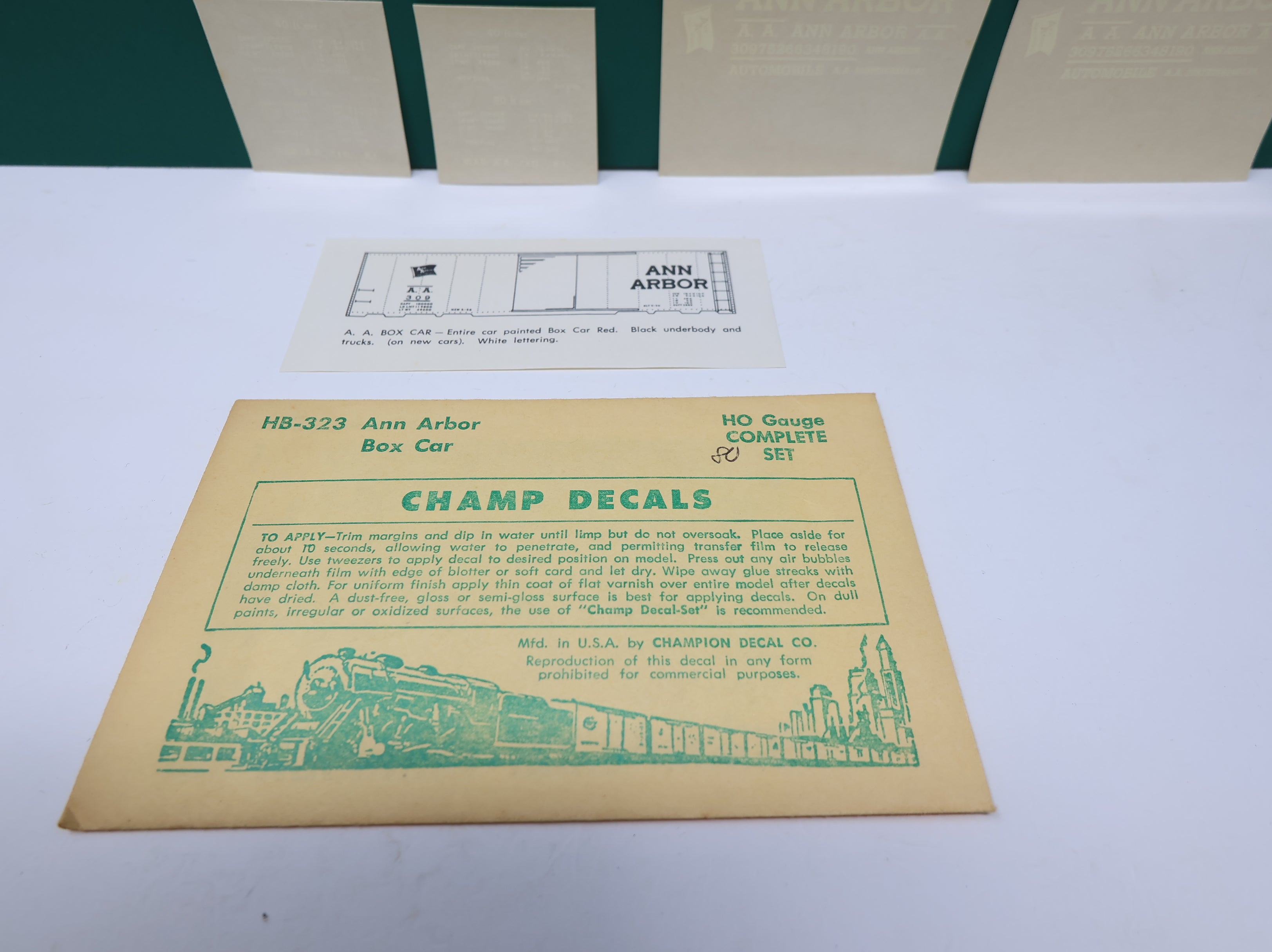 USED Champ Decals HB323 HO Scale Ann Arbor Box Car Decals