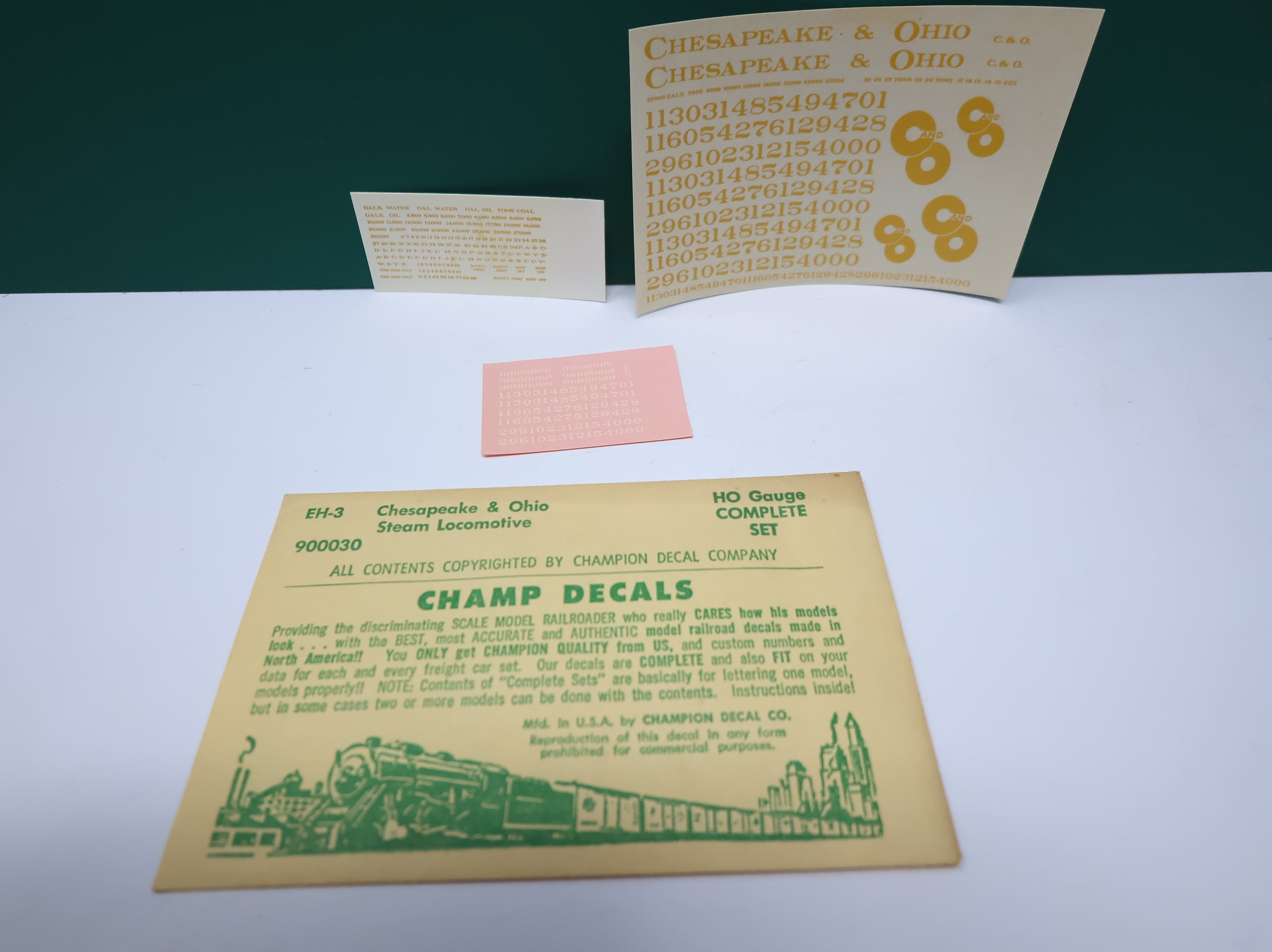 USED Champ Decals EH3 HO Scale C&O Steam Locomotive Decals