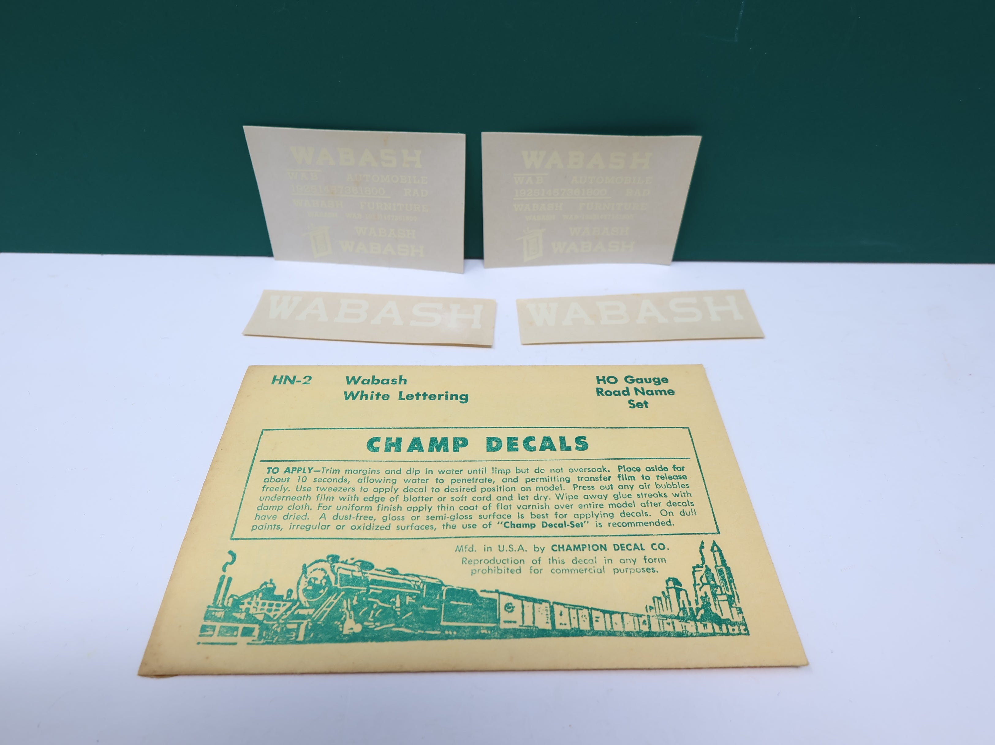 USED Champ Decals HN2 HO Scale Wabash White Lettering Decals