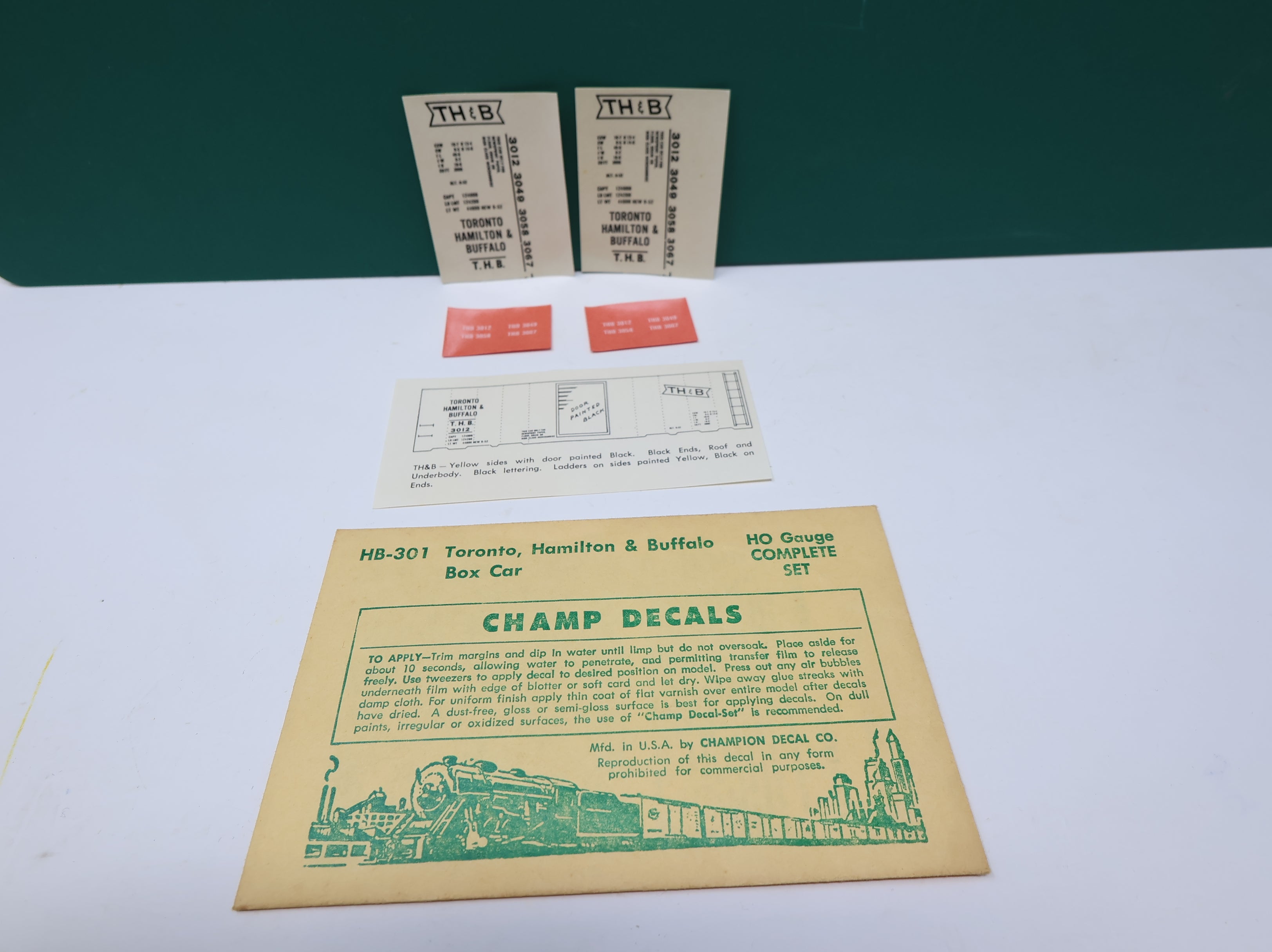 USED Champ Decals HB301 HO Scale Toronto Hamilton & Buffalo Box Car Decals