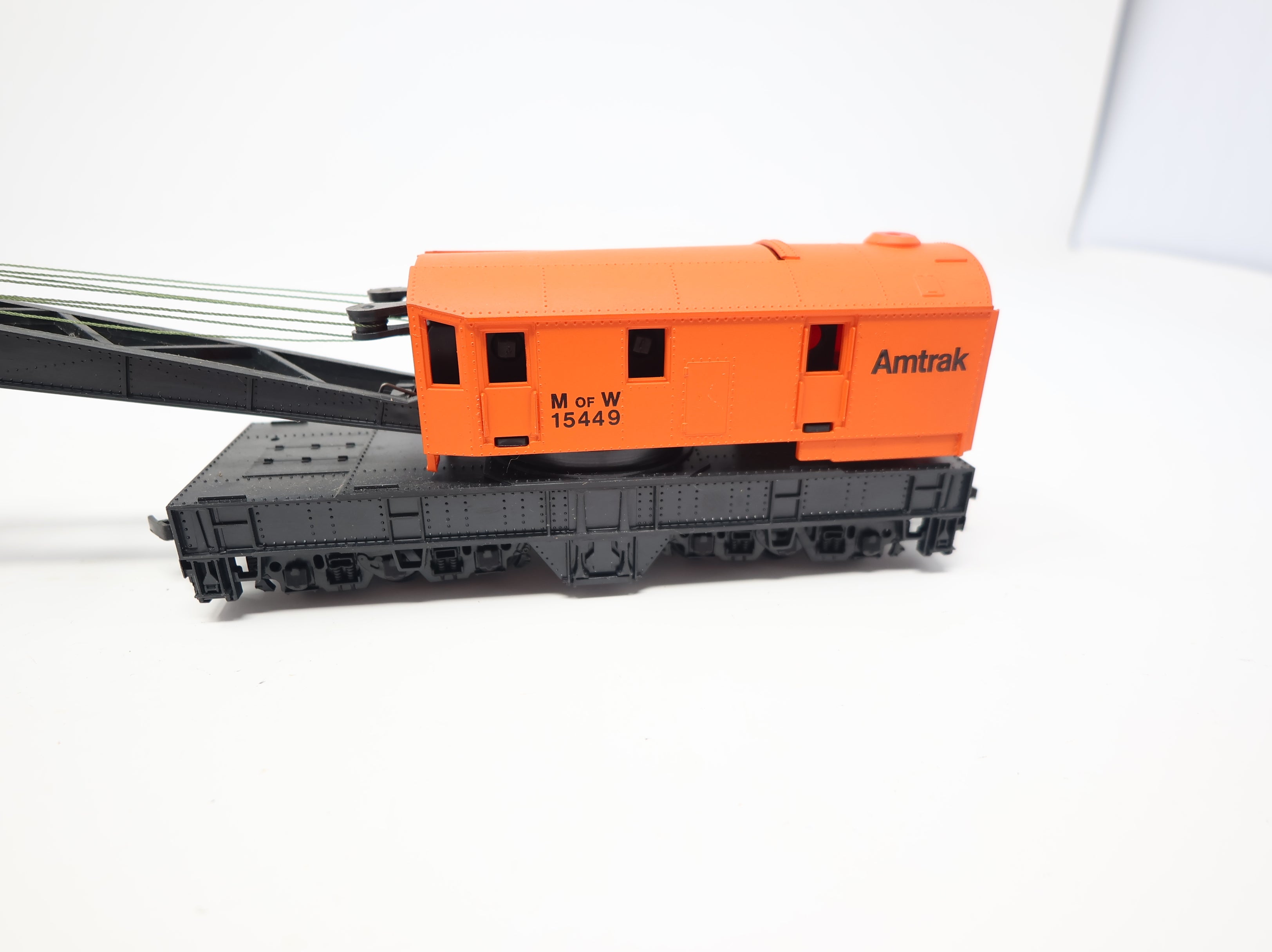 USED Bachmann HO Scale 12-Wheel Maintenance Crane Amtrak MOW #15449