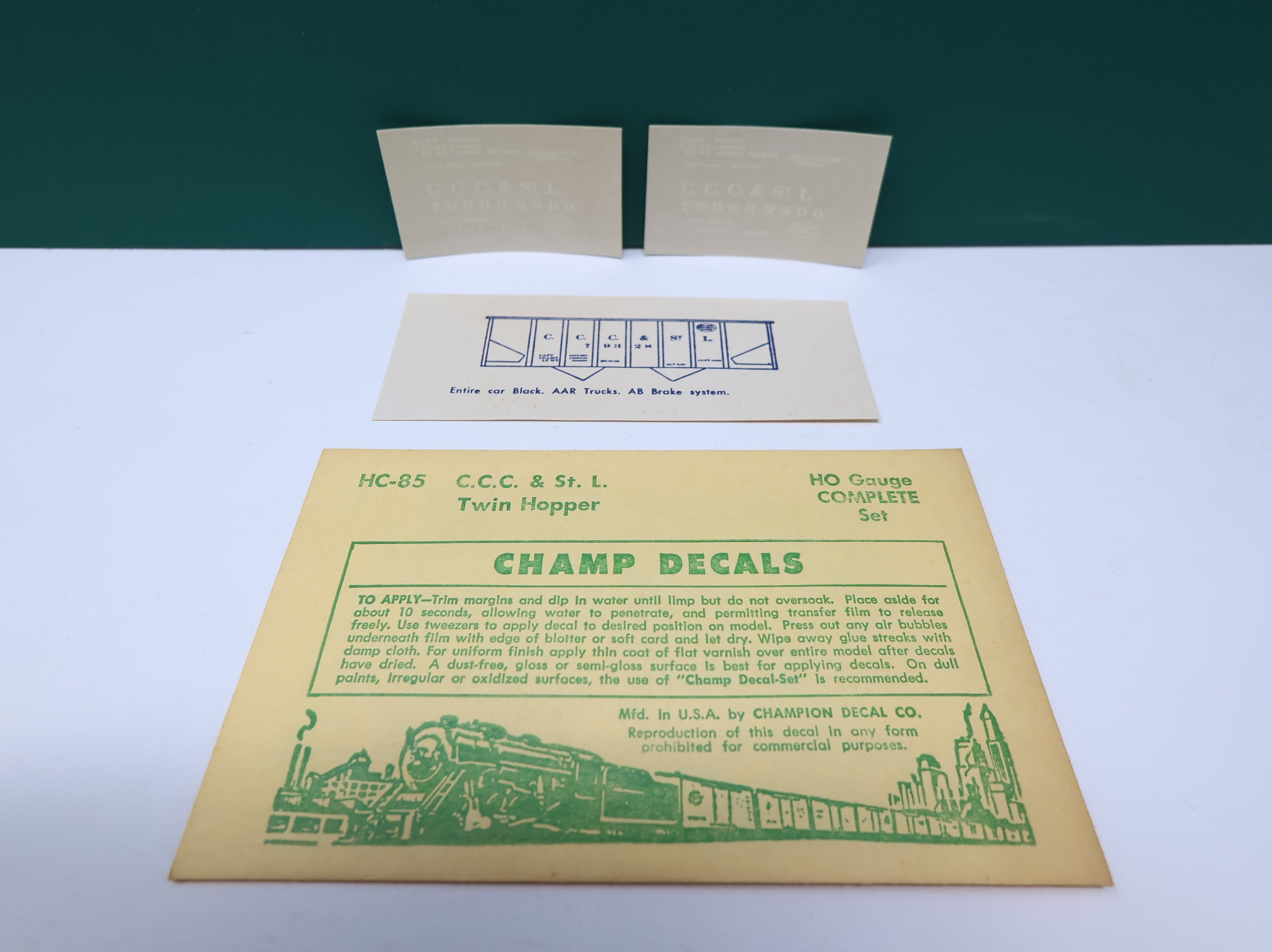 USED Champ Decals HC85 HO Scale CCC&StL Twin Hopper Decals