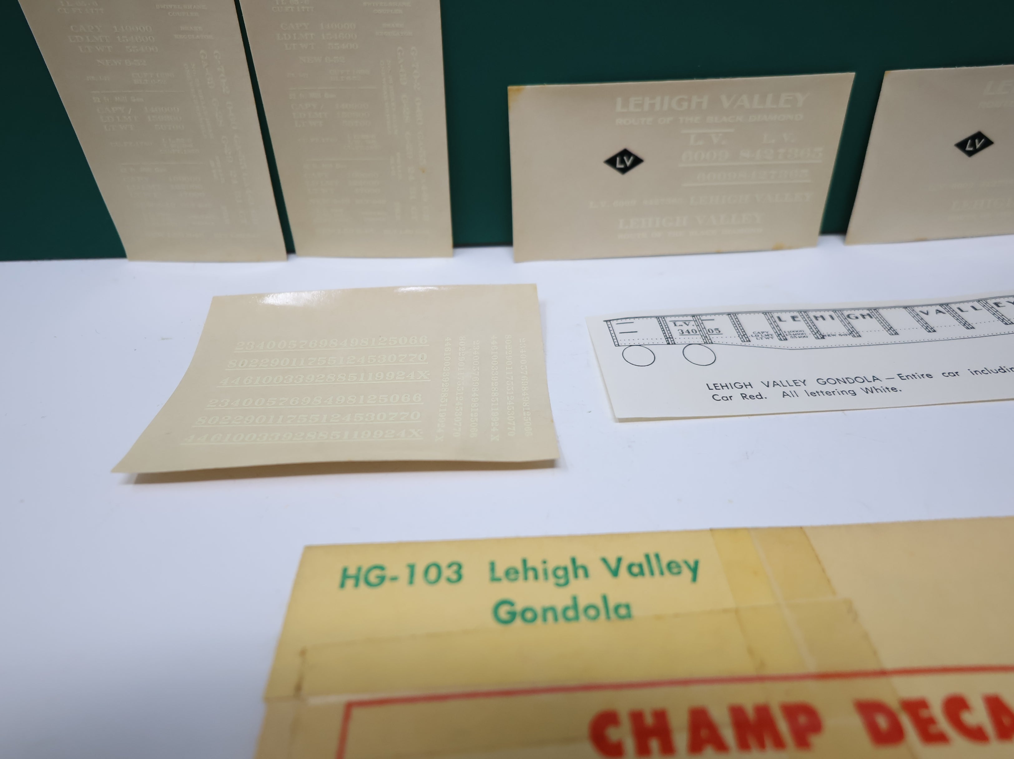 USED Champ Decals HG103 HO Scale Lehigh Valley Gondola Decals