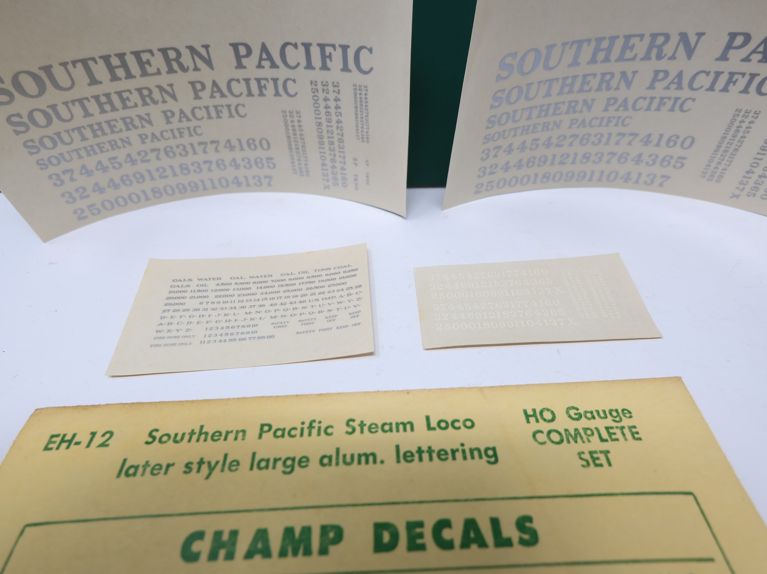 USED Champ Decals EH12 HO Scale SP Steam Loco Later Style Large Alum Lettering Decals