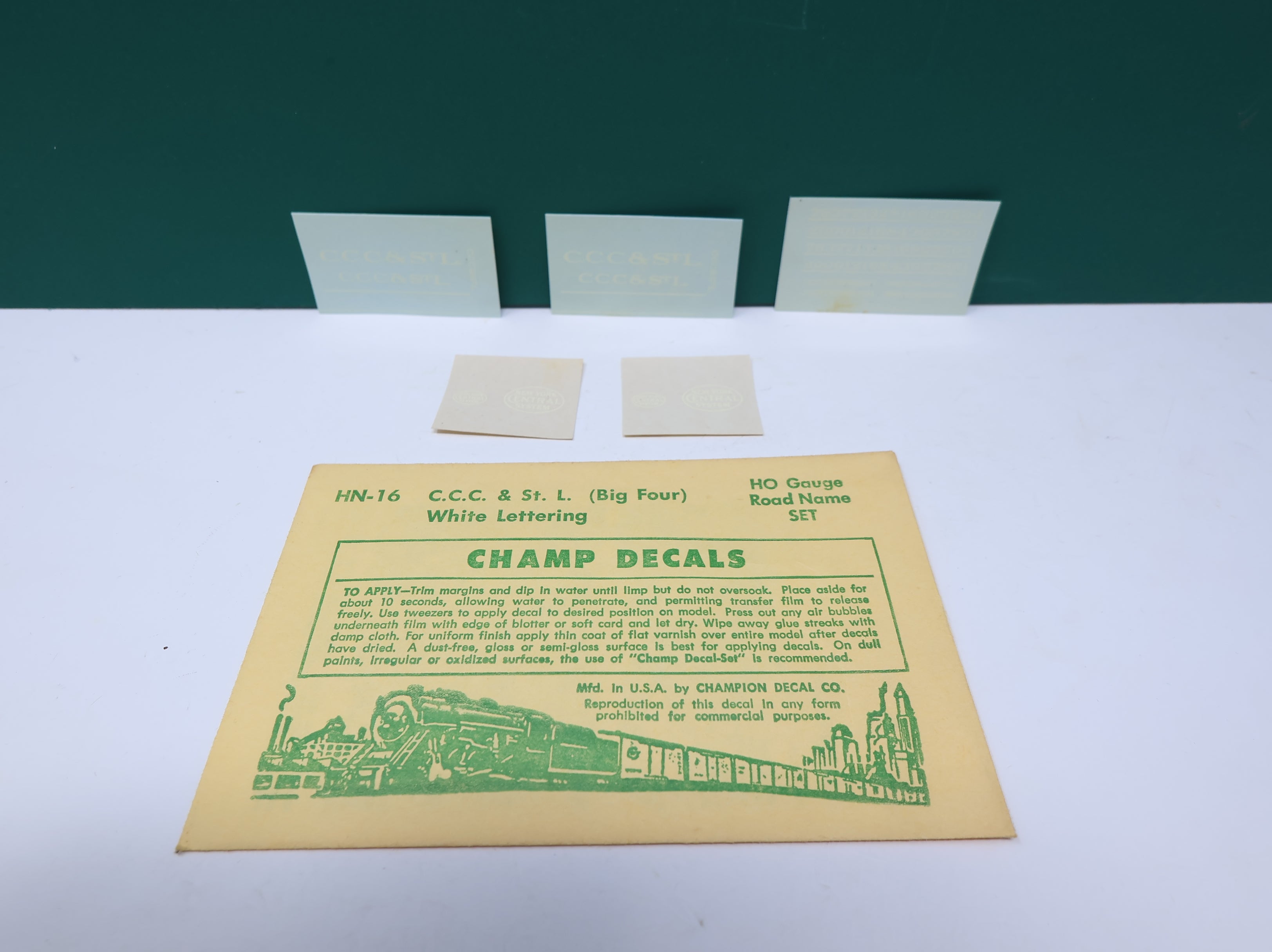 USED Champ Decals HN16 HO Scale CCC&StL White Lettering Decals Big Four