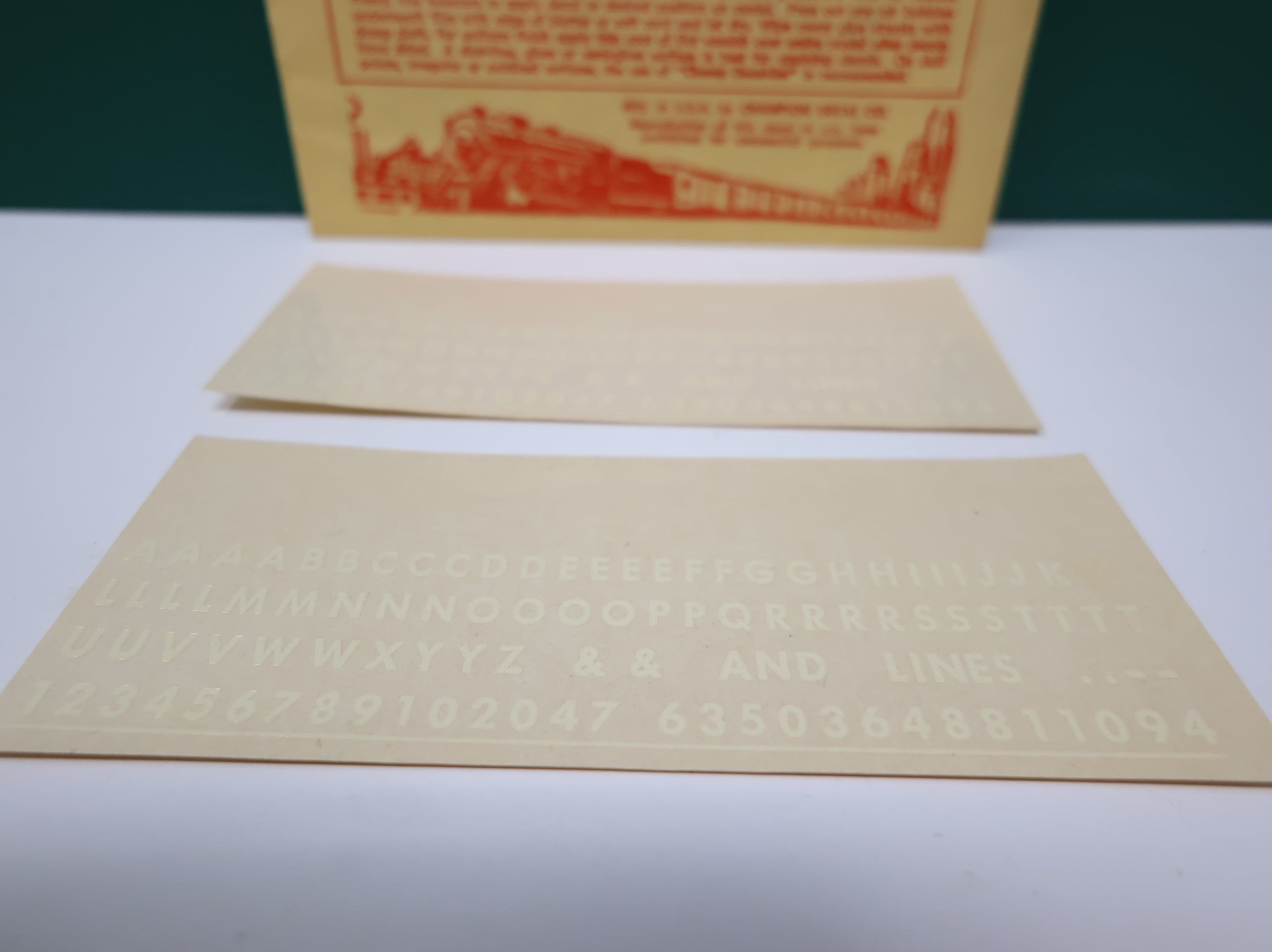 USED Champ Decals L42 HO Scale Modern Gothic White Alphabet & Numeral Decals