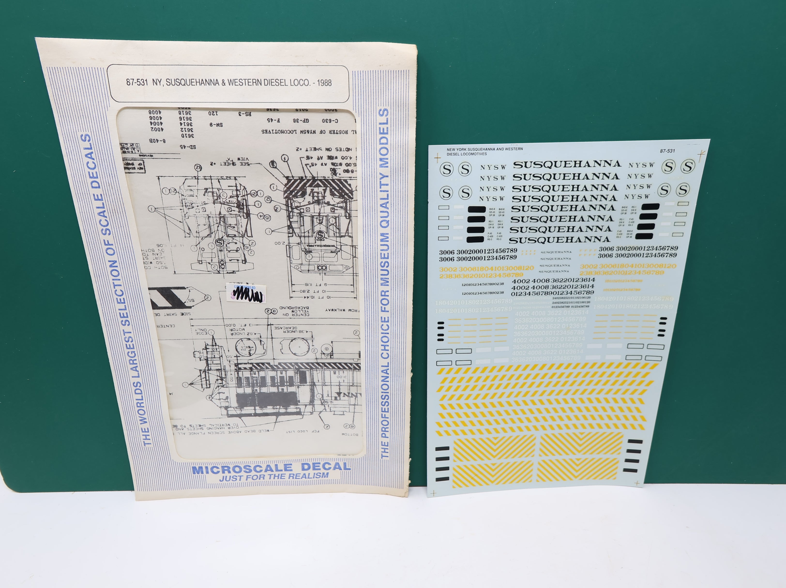 USED MICROSCALE 87-531 HO Scale NY, Susquehanna & Western Diesel Decals