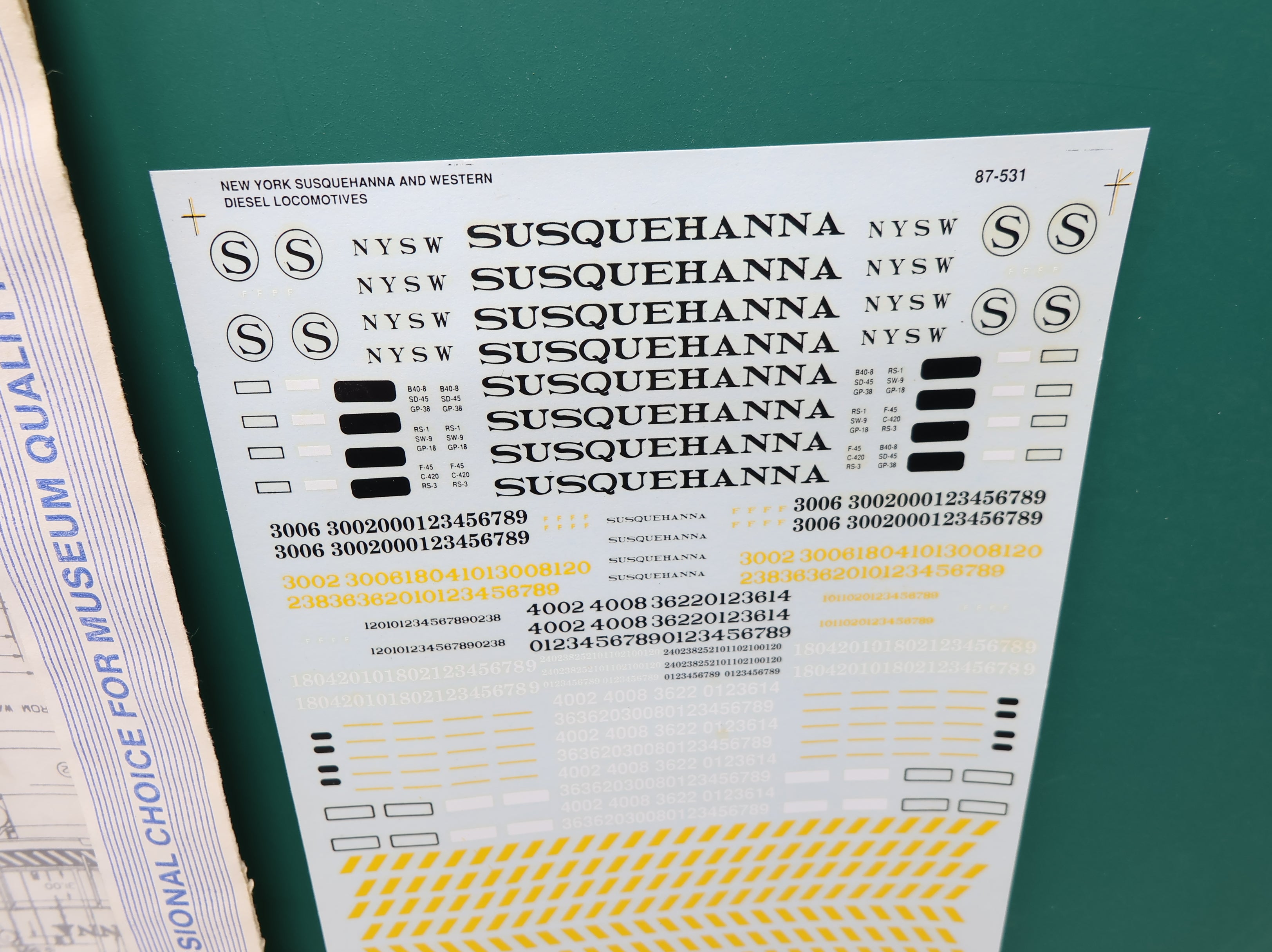 USED MICROSCALE 87-531 HO Scale NY, Susquehanna & Western Diesel Decals