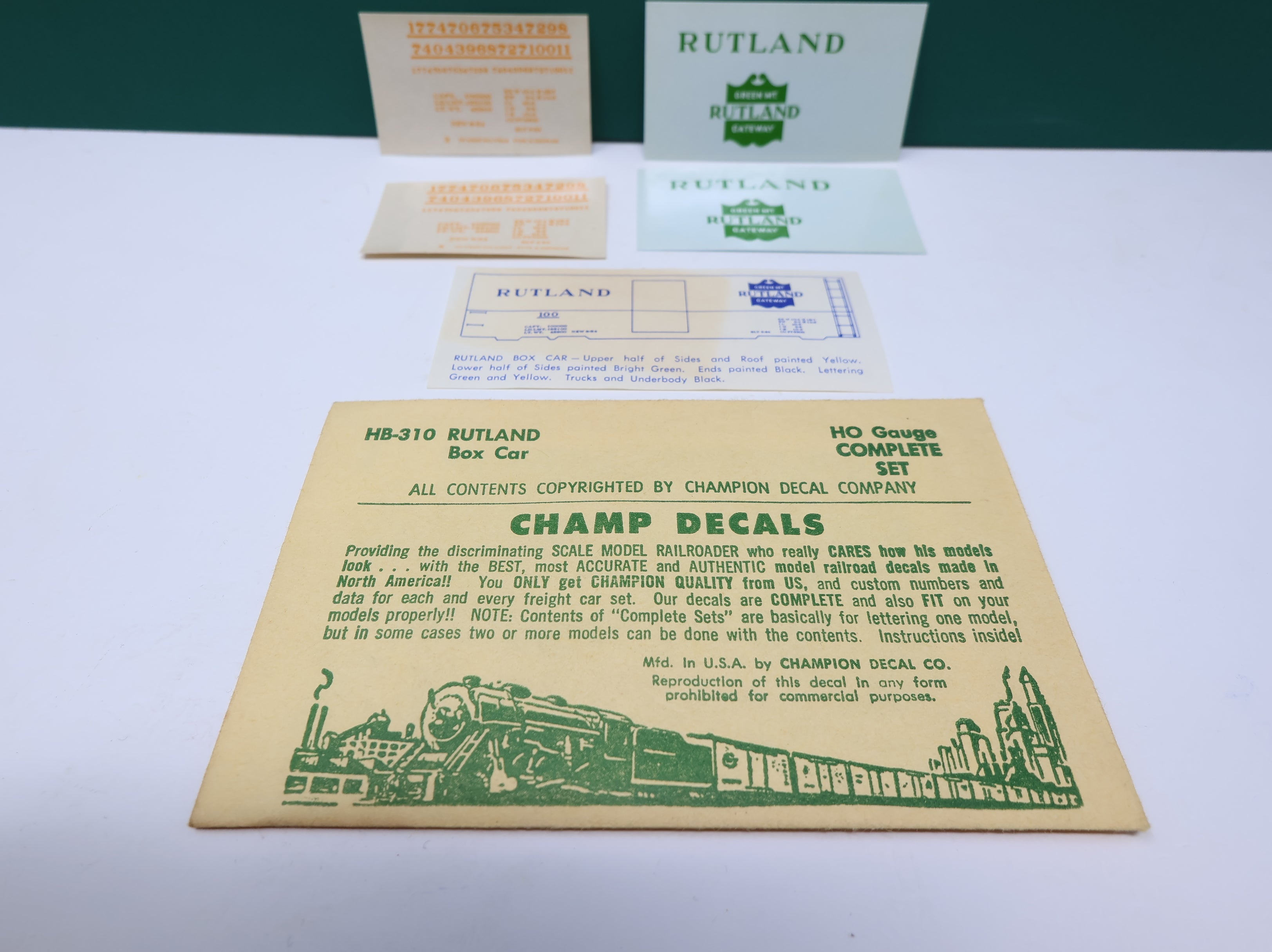 USED Champ Decals HB310 HO Scale Rutland Box Car Decals