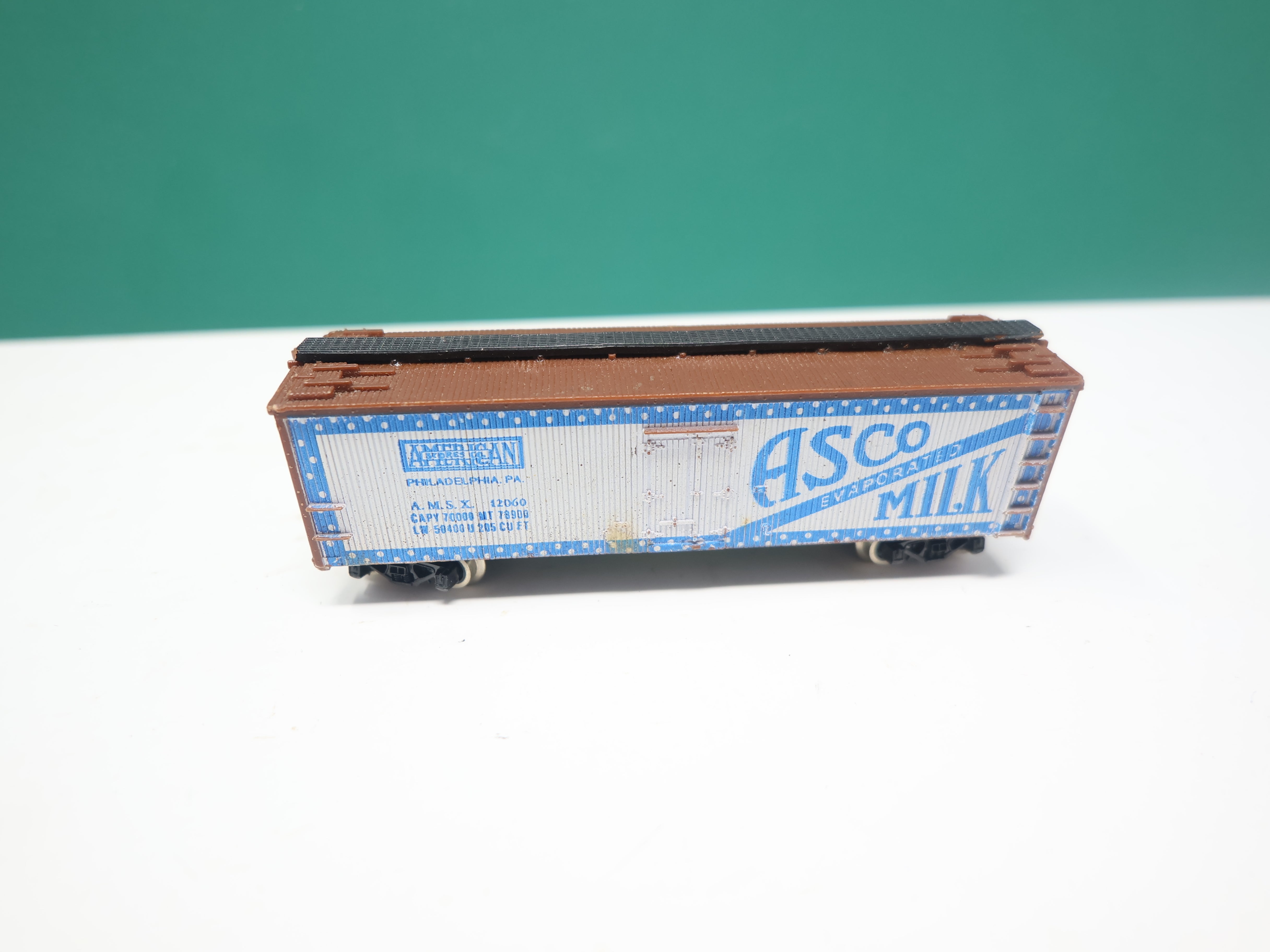 USED Bachmann N Scale, Wooden Reefer, Asco Evaporated Milk AMSX #12060