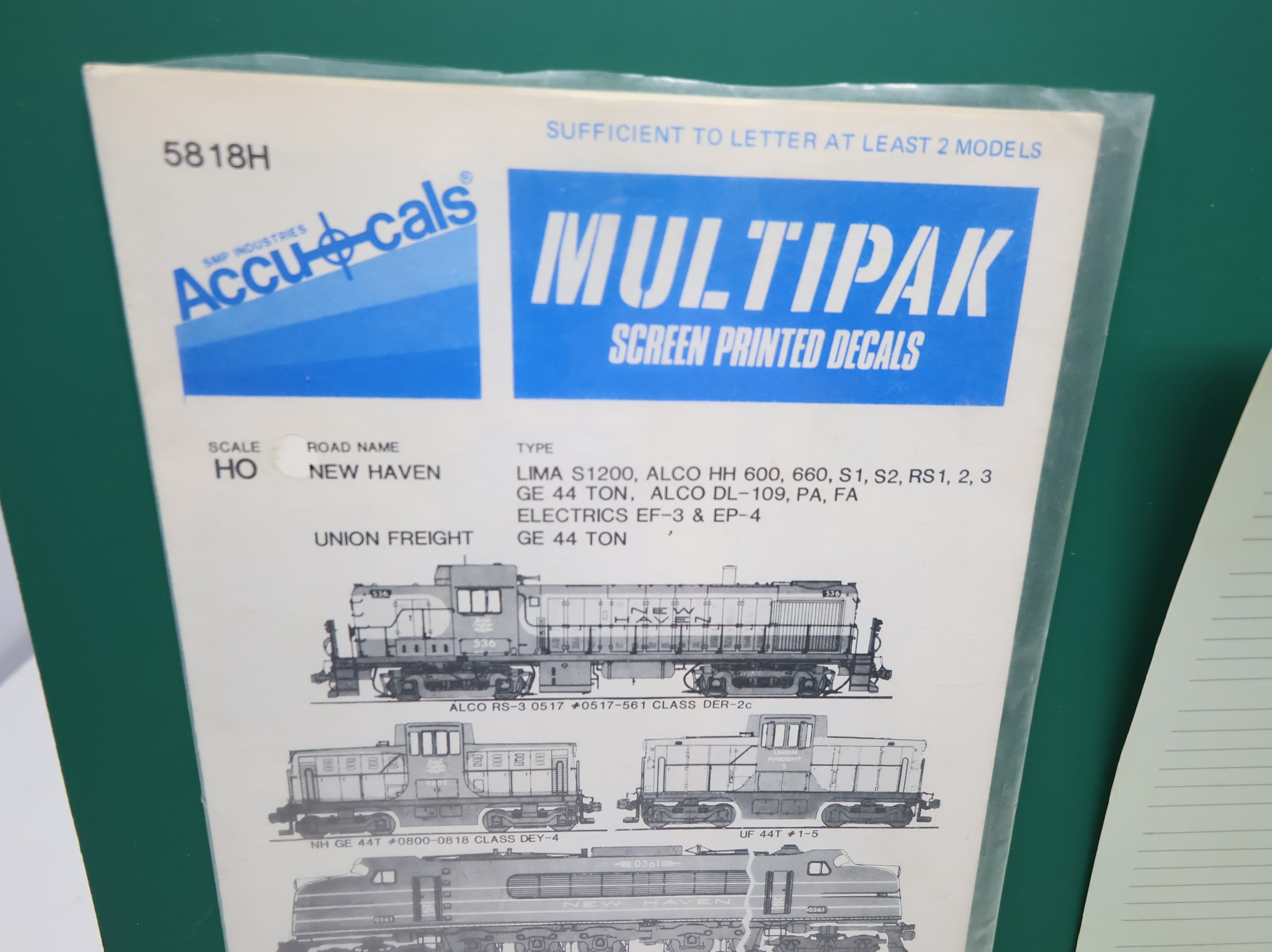 USED Accu-cals 5818H HO Scale New Haven Diesel Decals