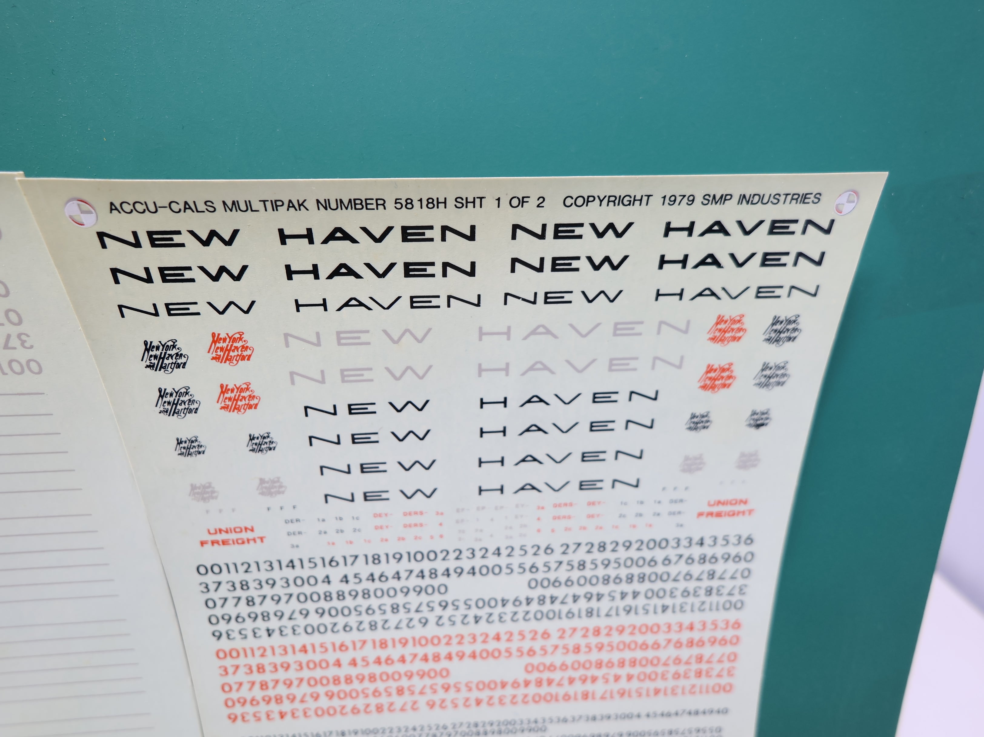 USED Accu-cals 5818H HO Scale New Haven Diesel Decals