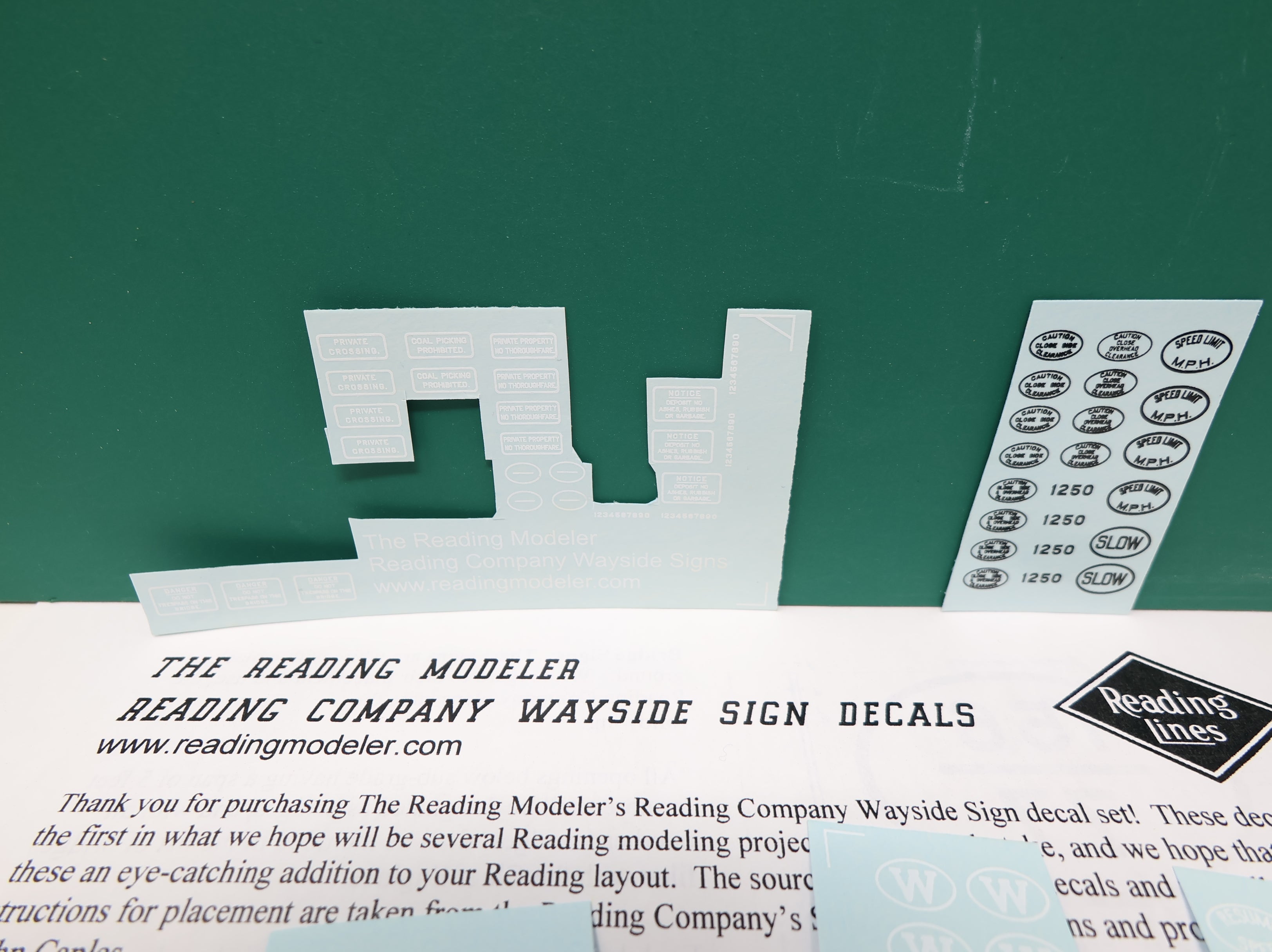 USED The Reading Modeler HO Scale Reading Co. Wayside Sign Decals (partially used)