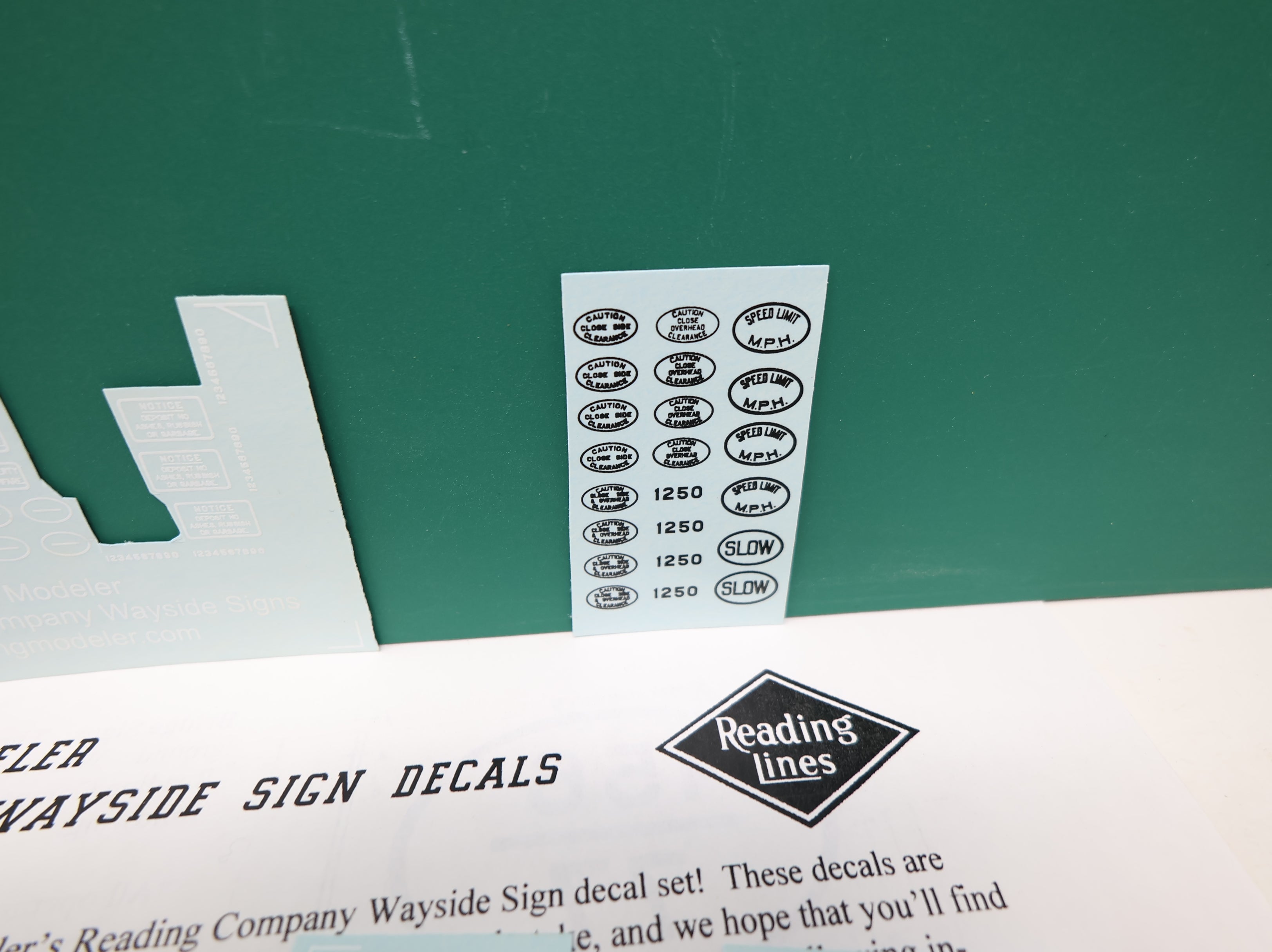 USED The Reading Modeler HO Scale Reading Co. Wayside Sign Decals (partially used)