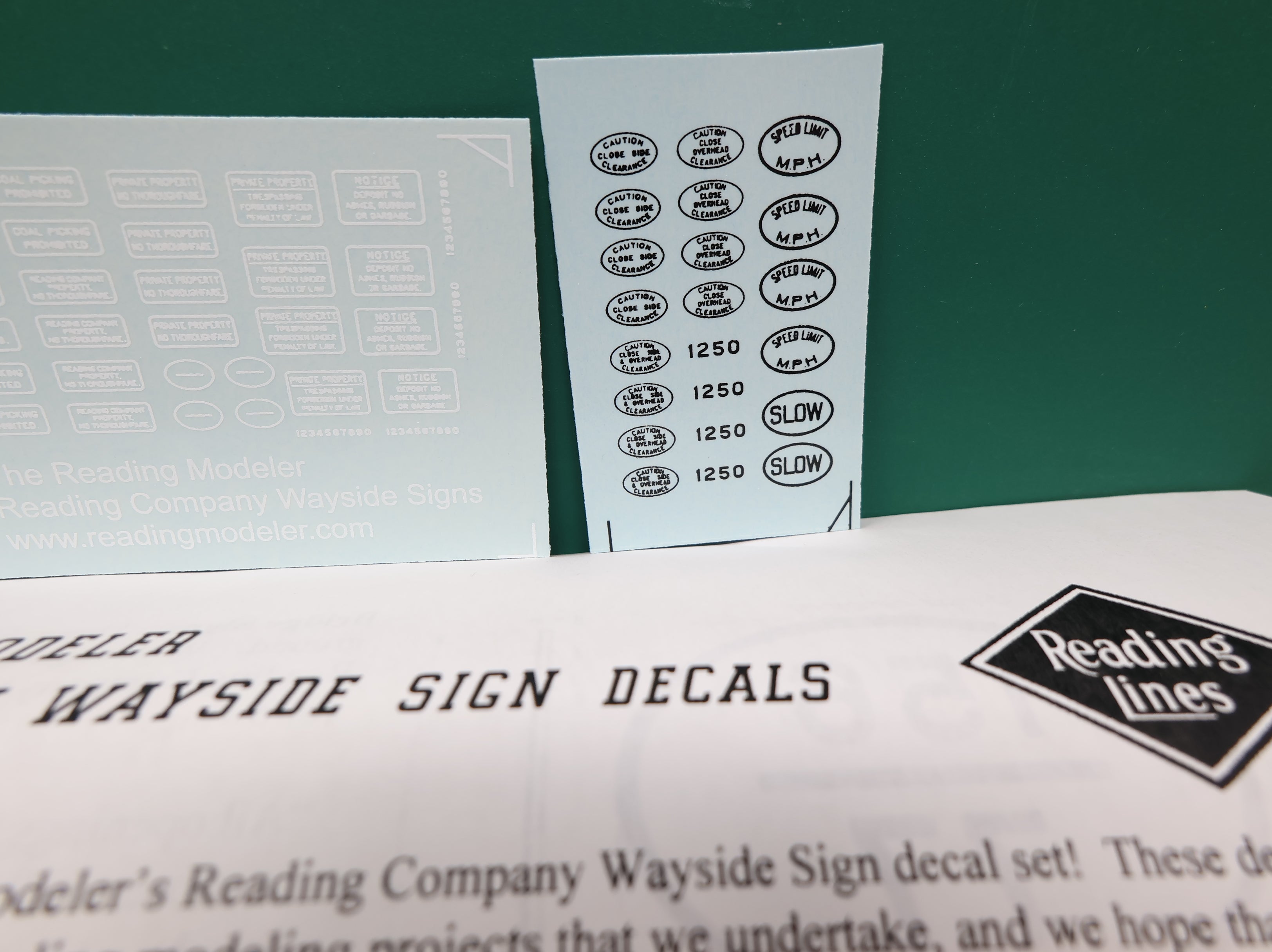 USED The Reading Modeler HO Scale Reading Co. Wayside Sign Decals