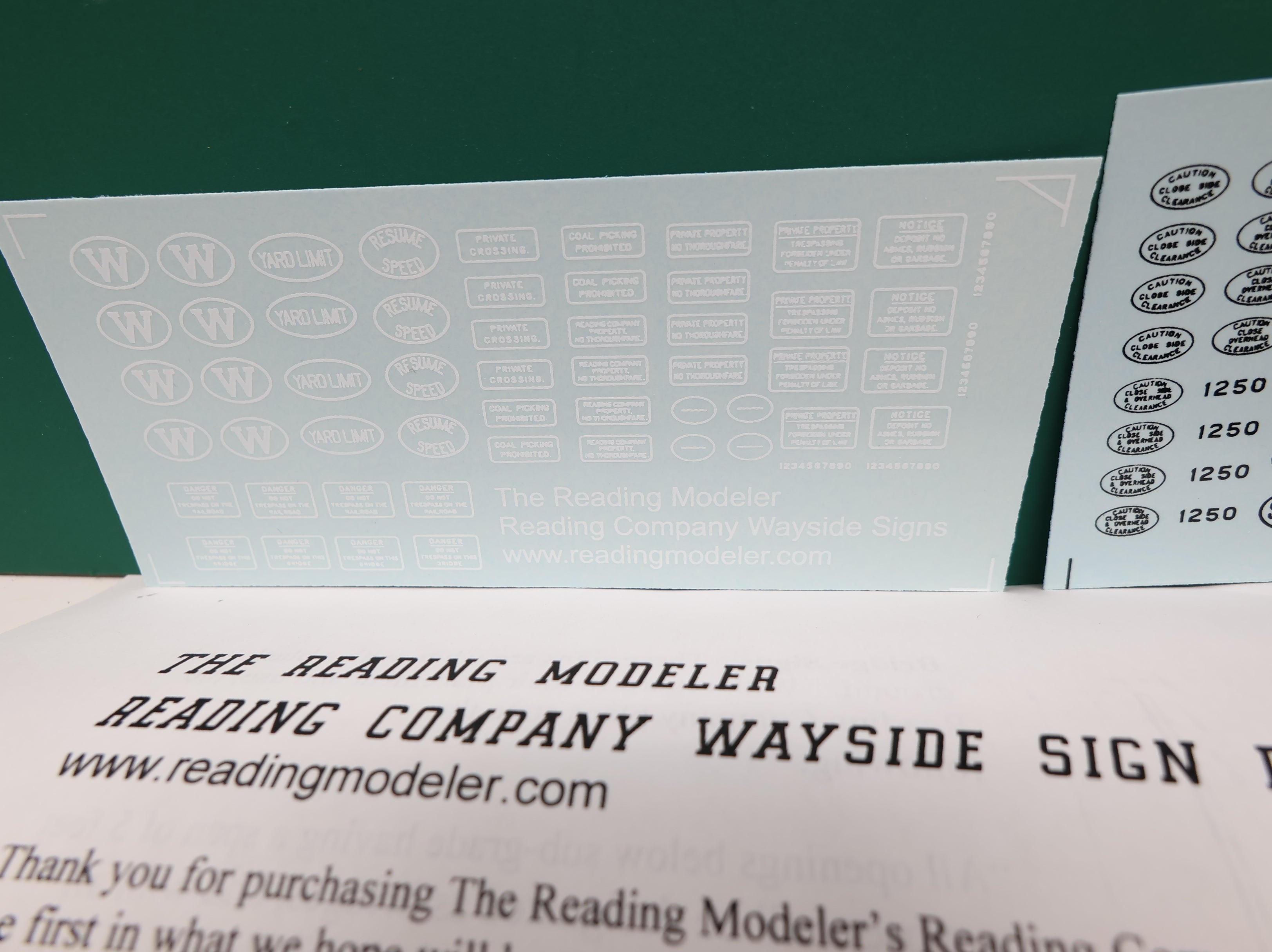 USED The Reading Modeler HO Scale Reading Co. Wayside Sign Decals