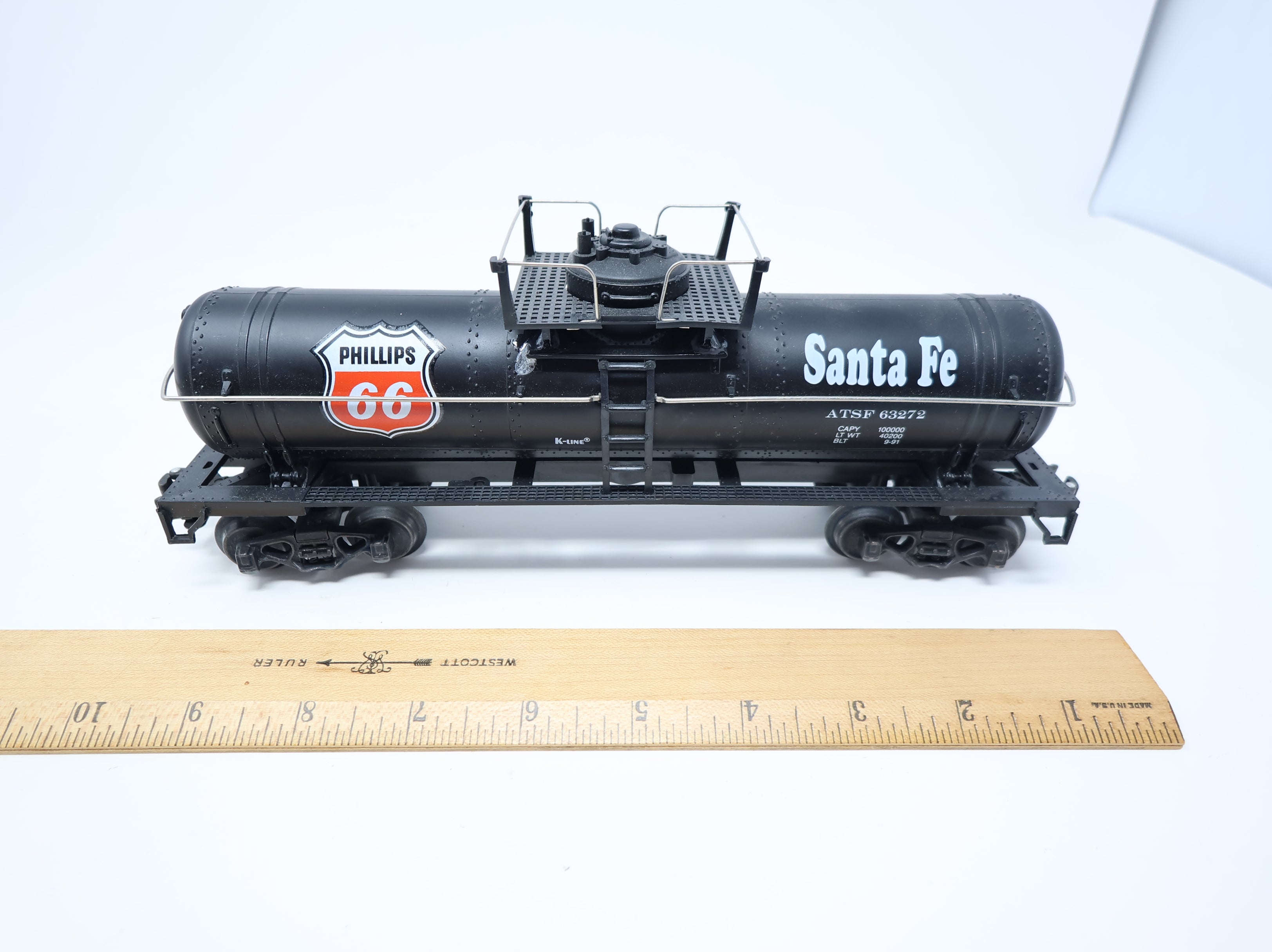 USED K-Line 6327 O Single Dome Tank Car Santa Fe ATSF #63272 Phillips 66 O27