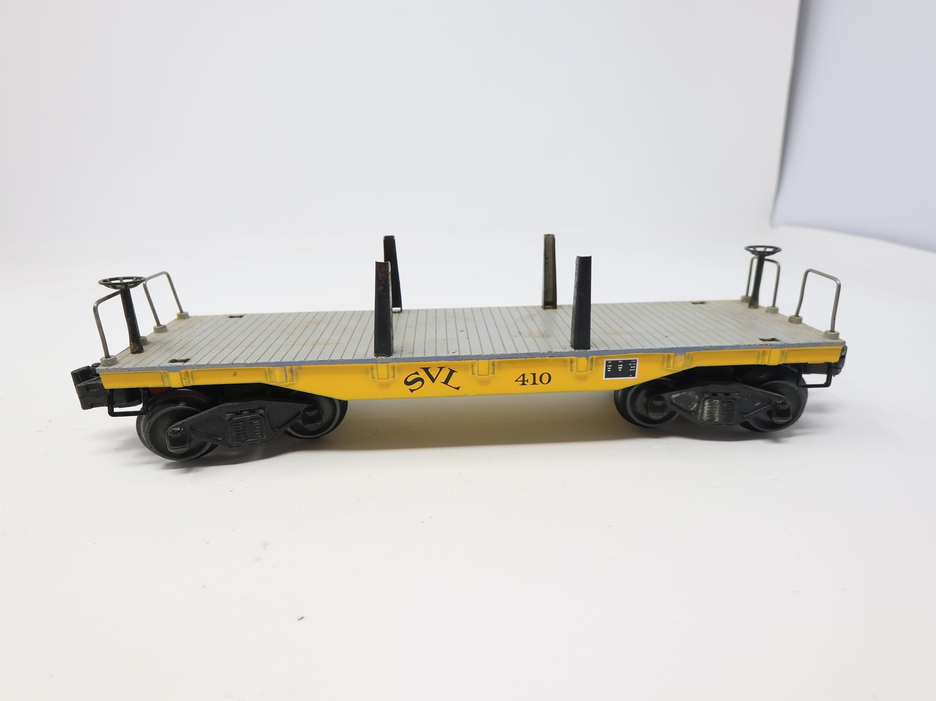 USED O Flat Car w/ Stakes SVL #410 Custom O27