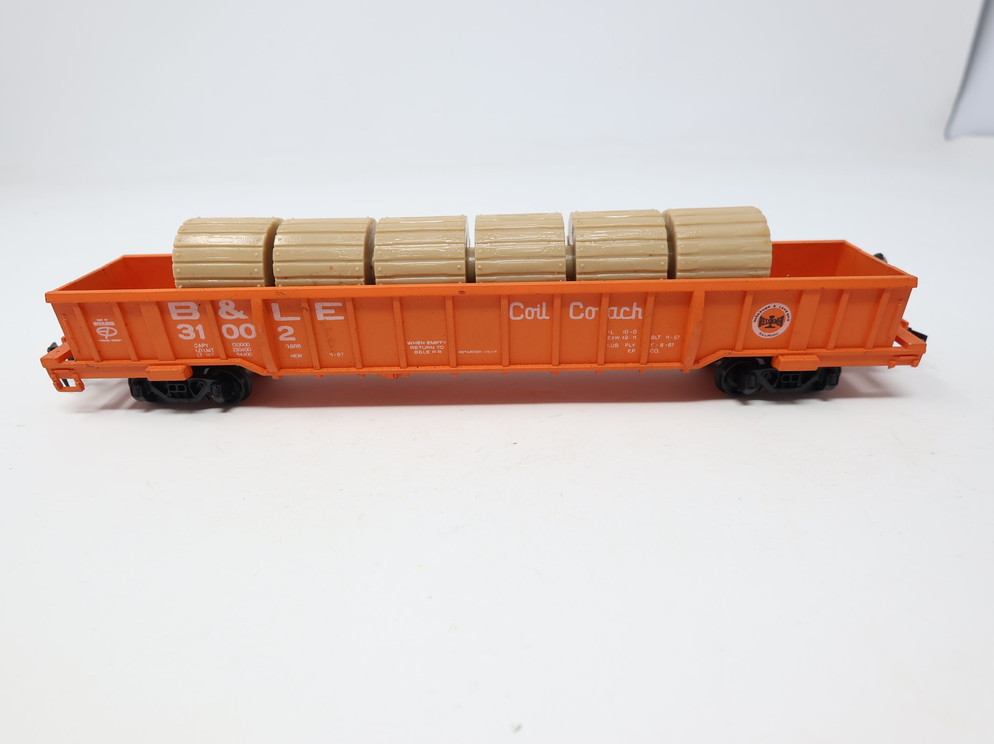 USED Bachmann HO Scale Coil Car Bessemer & Lake Erie B&LE #31002 Damaged