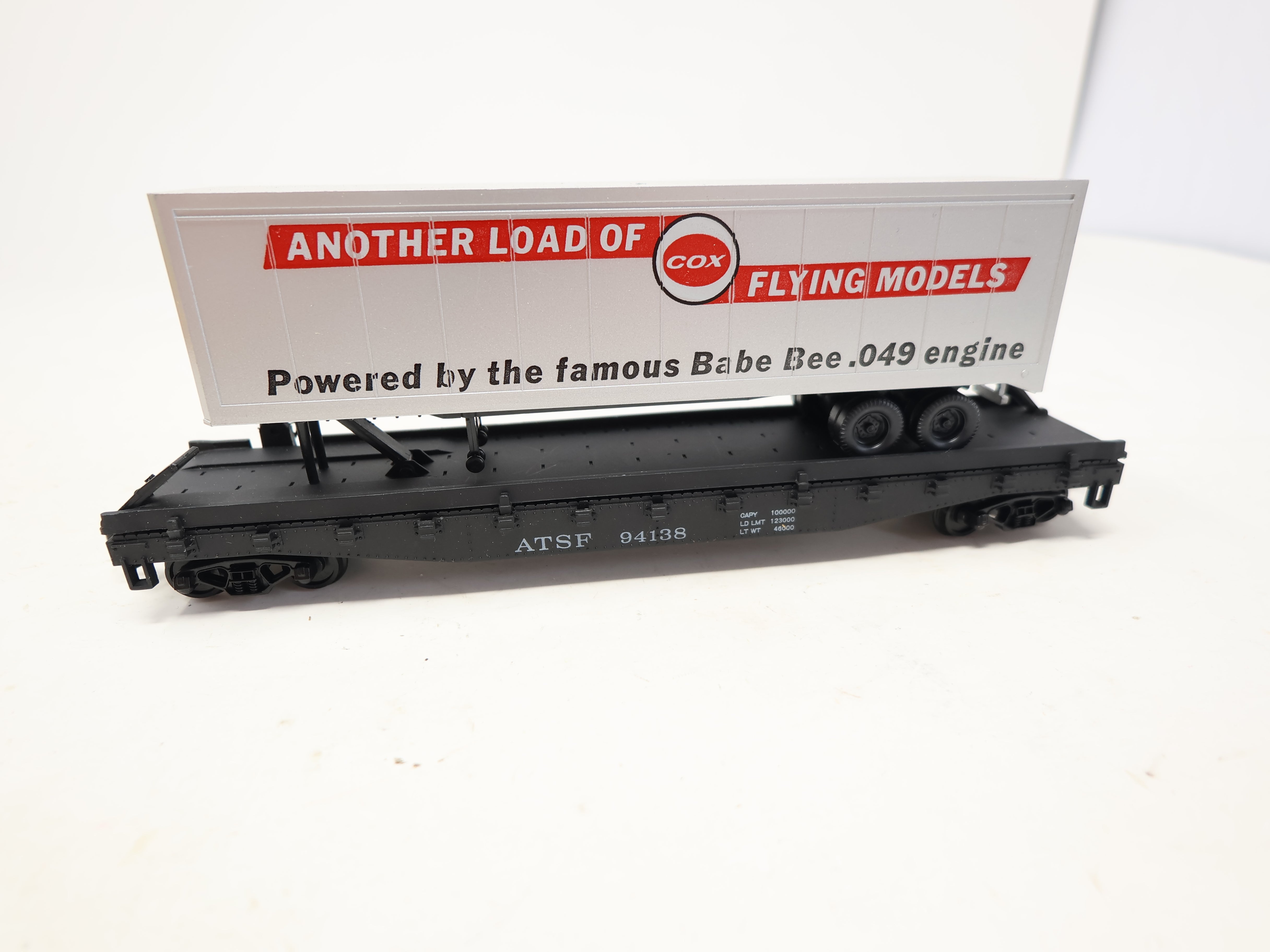 USED Cox #6150-4 HO Scale, Flat Car w/ Van Trailer, Santa Fe ATSF #94138