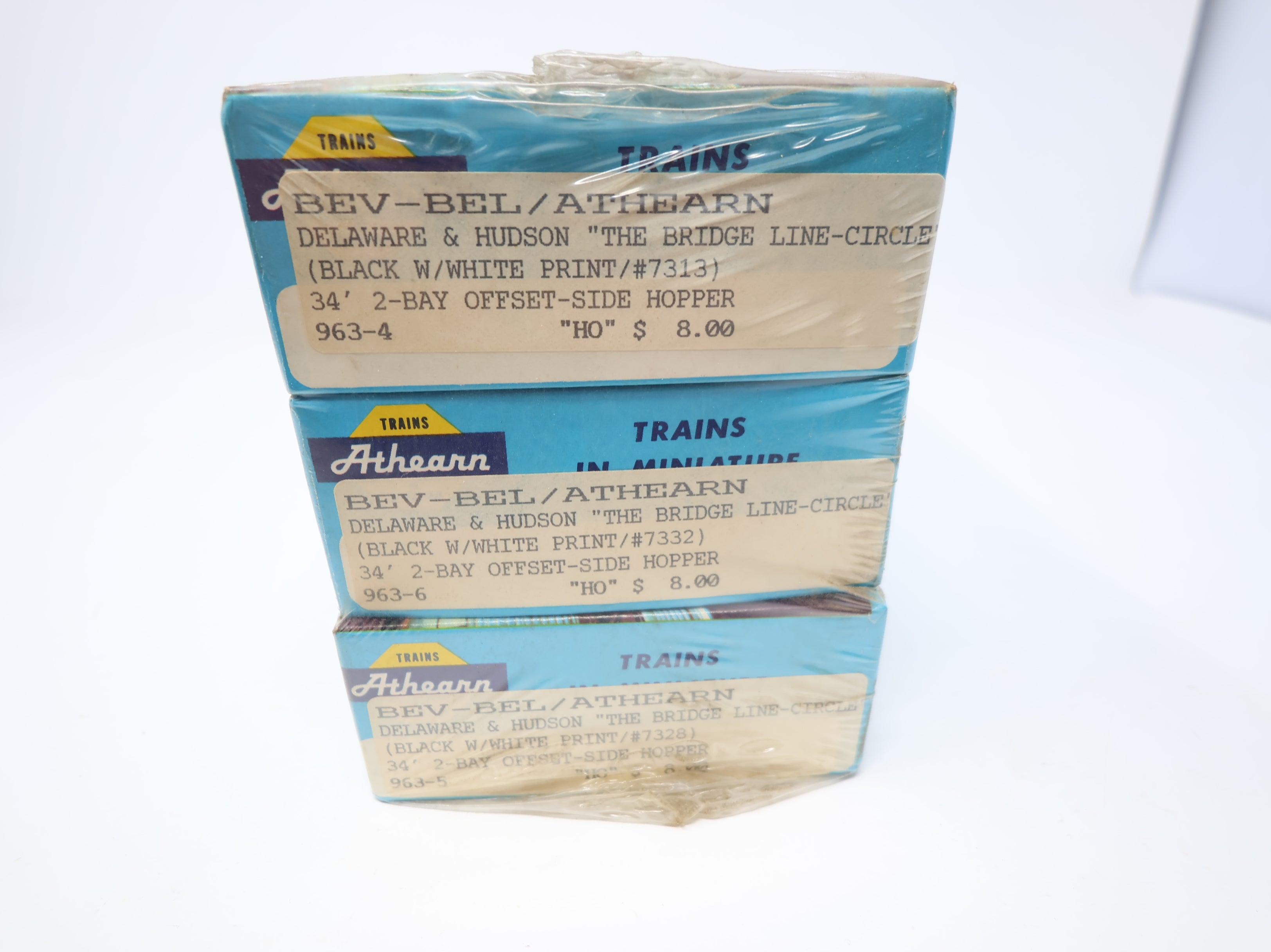 Athearn #963-A HO Scale 2 Bay Square End Offset Hoppers (SEALED) Delaware and Hudson Bev-Bel KIT (3 pcs)