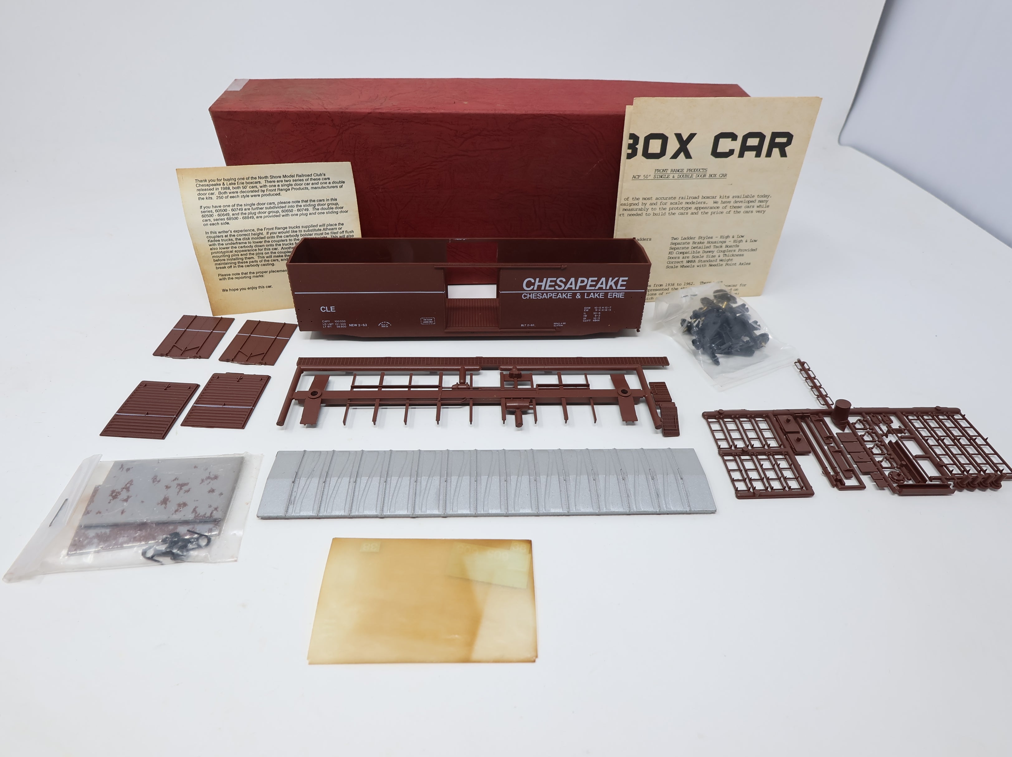 USED Front Range Products HO Scale 50' Box Car Chesapeake & Lake Erie CLE North Shore Model RR Club Car KIT