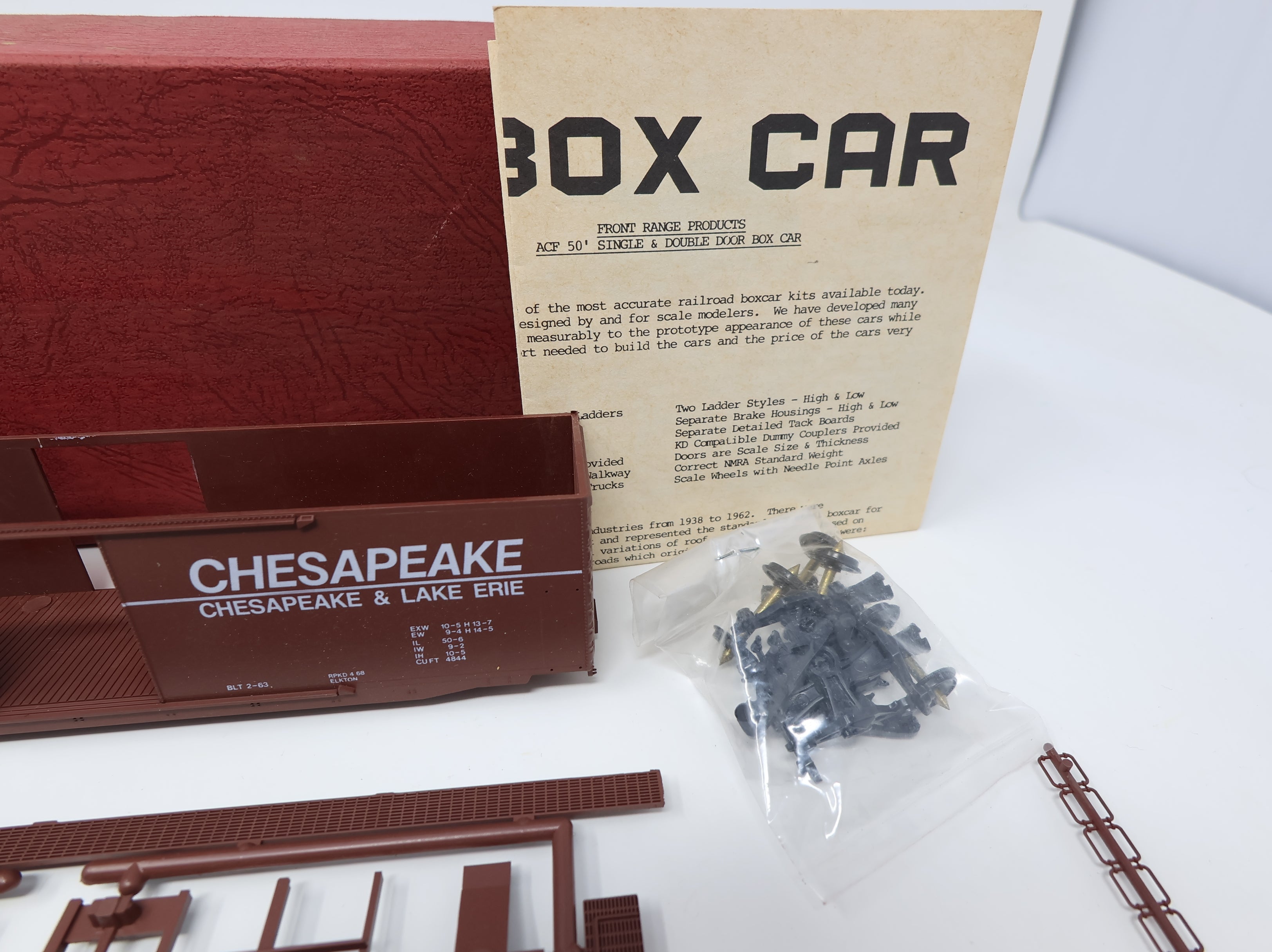 USED Front Range Products HO Scale 50' Box Car Chesapeake & Lake Erie CLE North Shore Model RR Club Car KIT