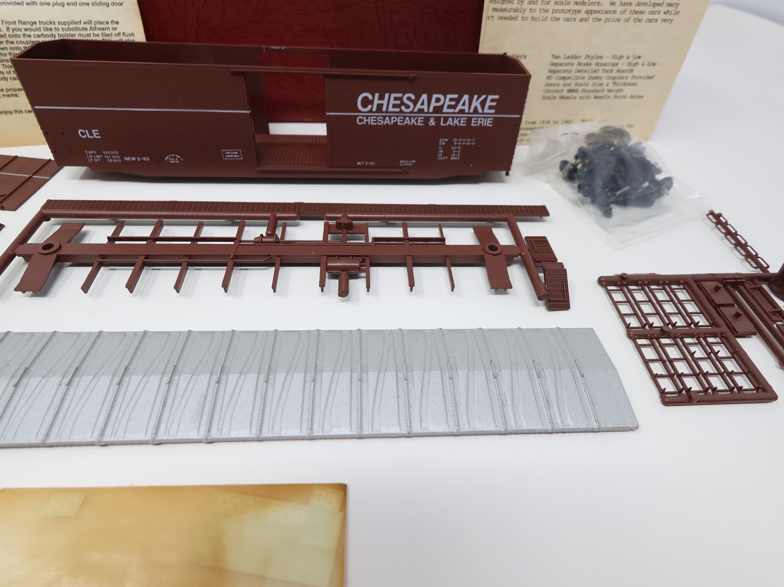 USED Front Range Products HO Scale 50' Box Car Chesapeake & Lake Erie CLE North Shore Model RR Club Car KIT