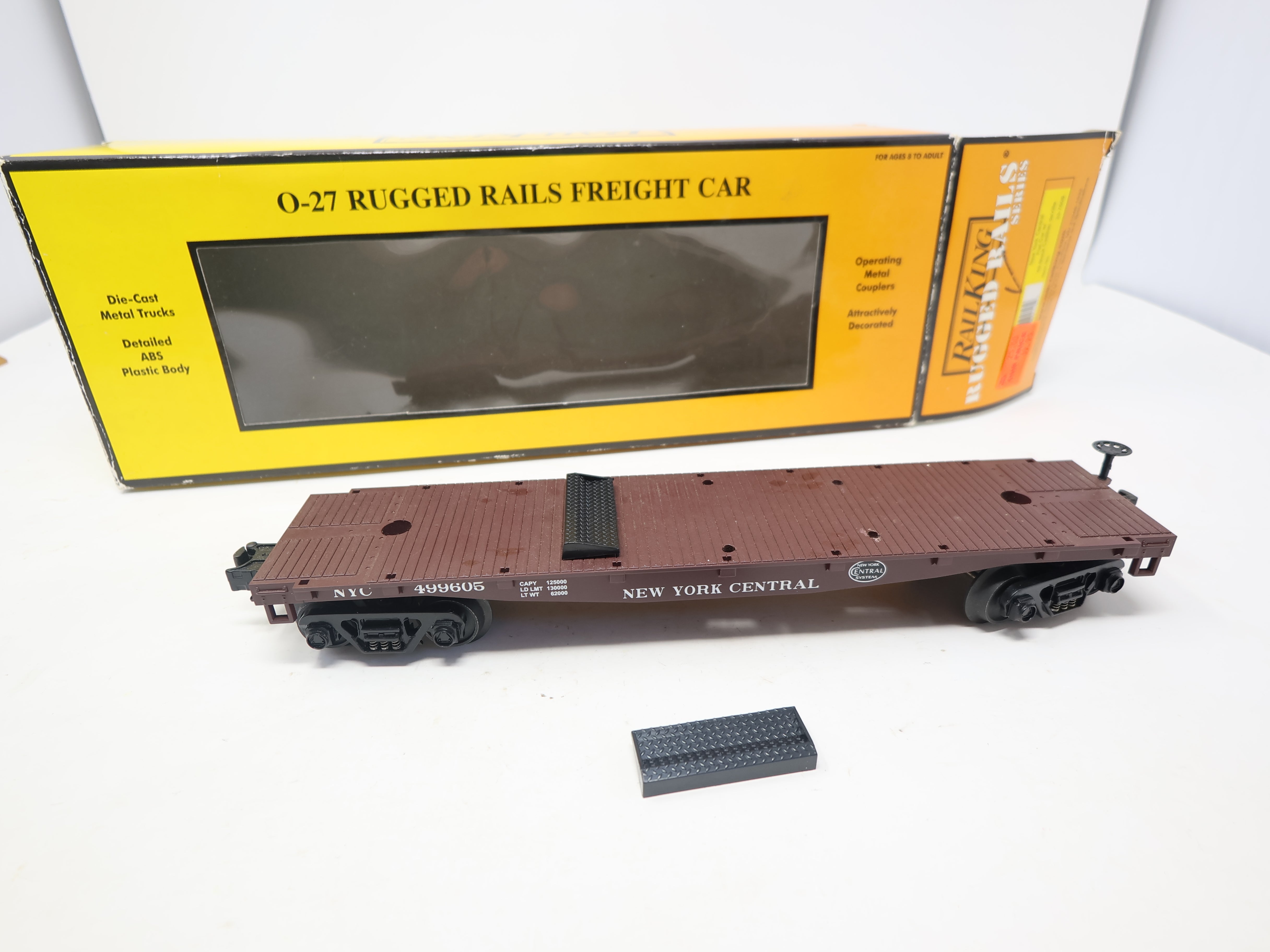 USED MTH Rail King 33-7608 O, Flat Car, New York Central NYC #499605