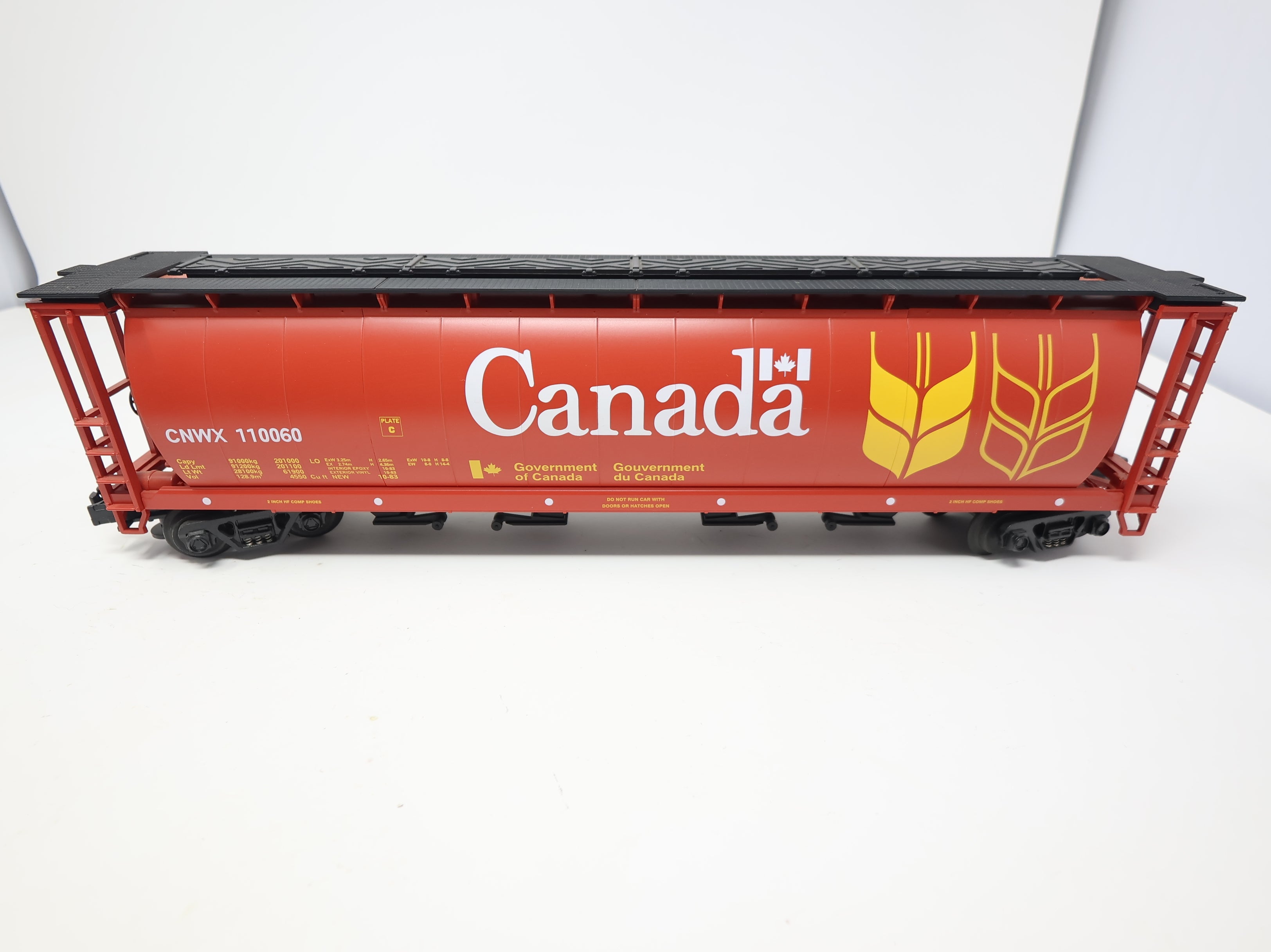 USED MTH Premier 20-97400 O 4-Bay Cylindrical Grain Hopper Canada CNWX #110060