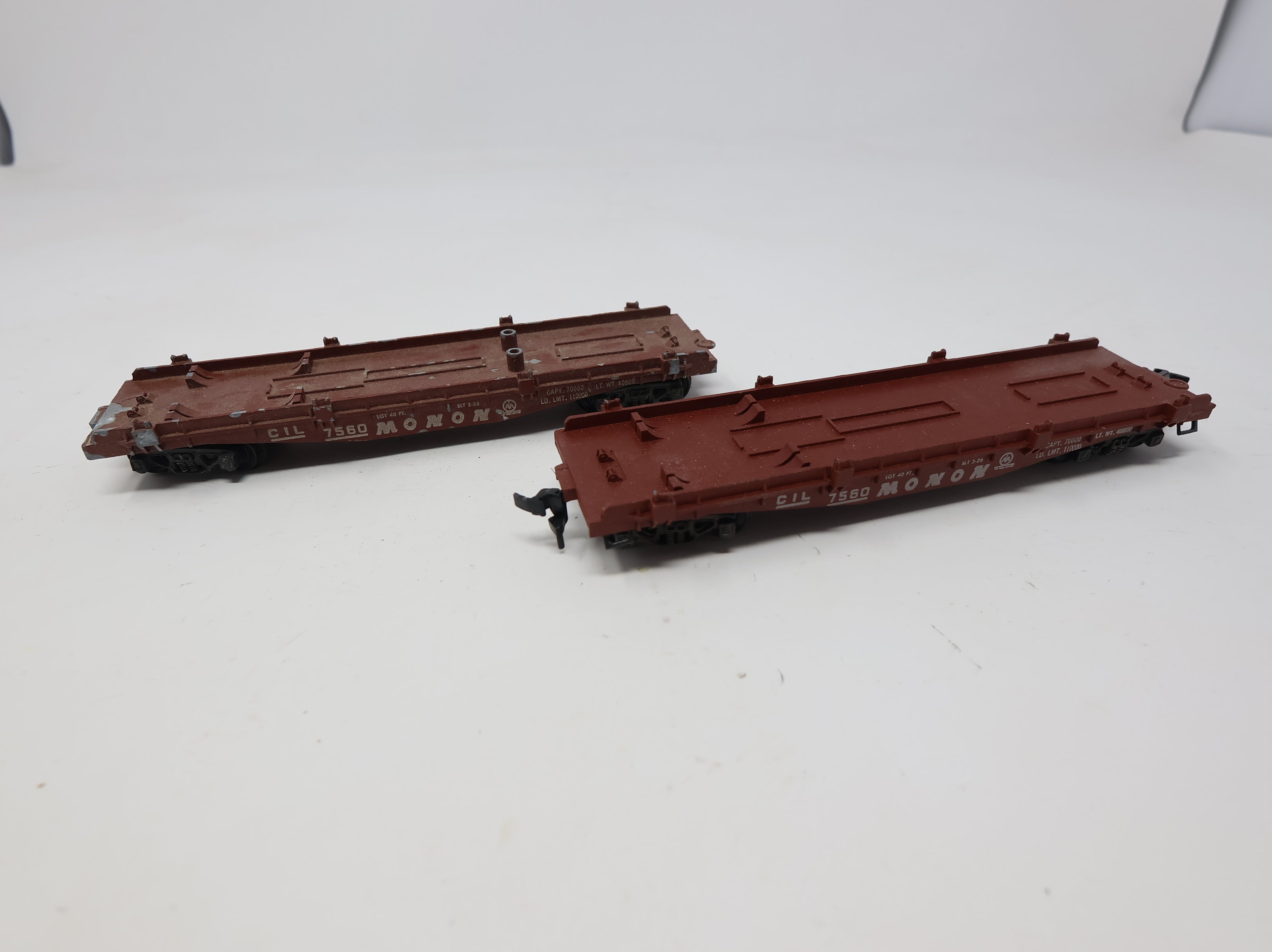 USED PENN LINE HO Scale 40' Trailer Flat Car Monon CIL #7560 (2 pcs)