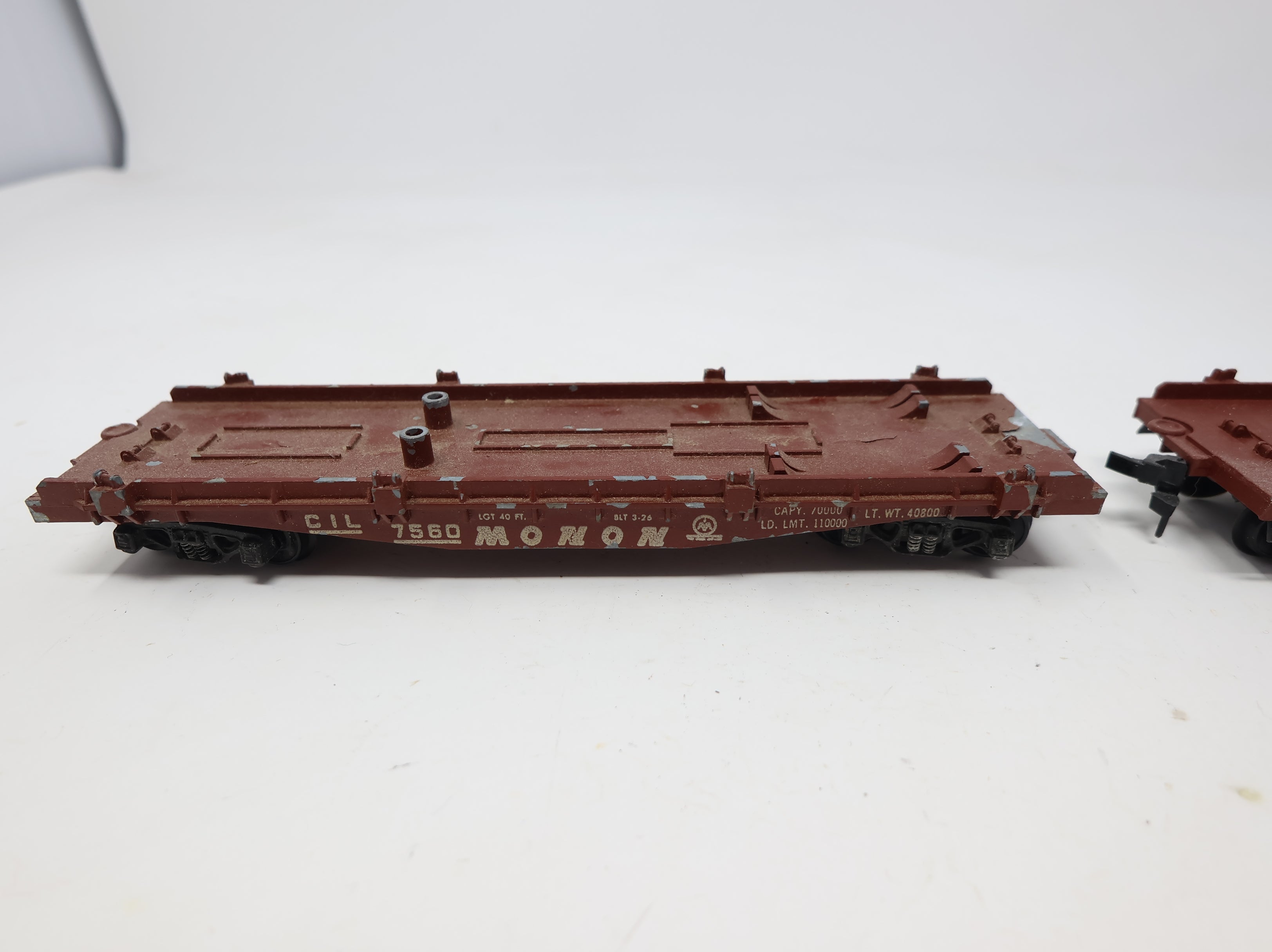 USED PENN LINE HO Scale 40' Trailer Flat Car Monon CIL #7560 (2 pcs)