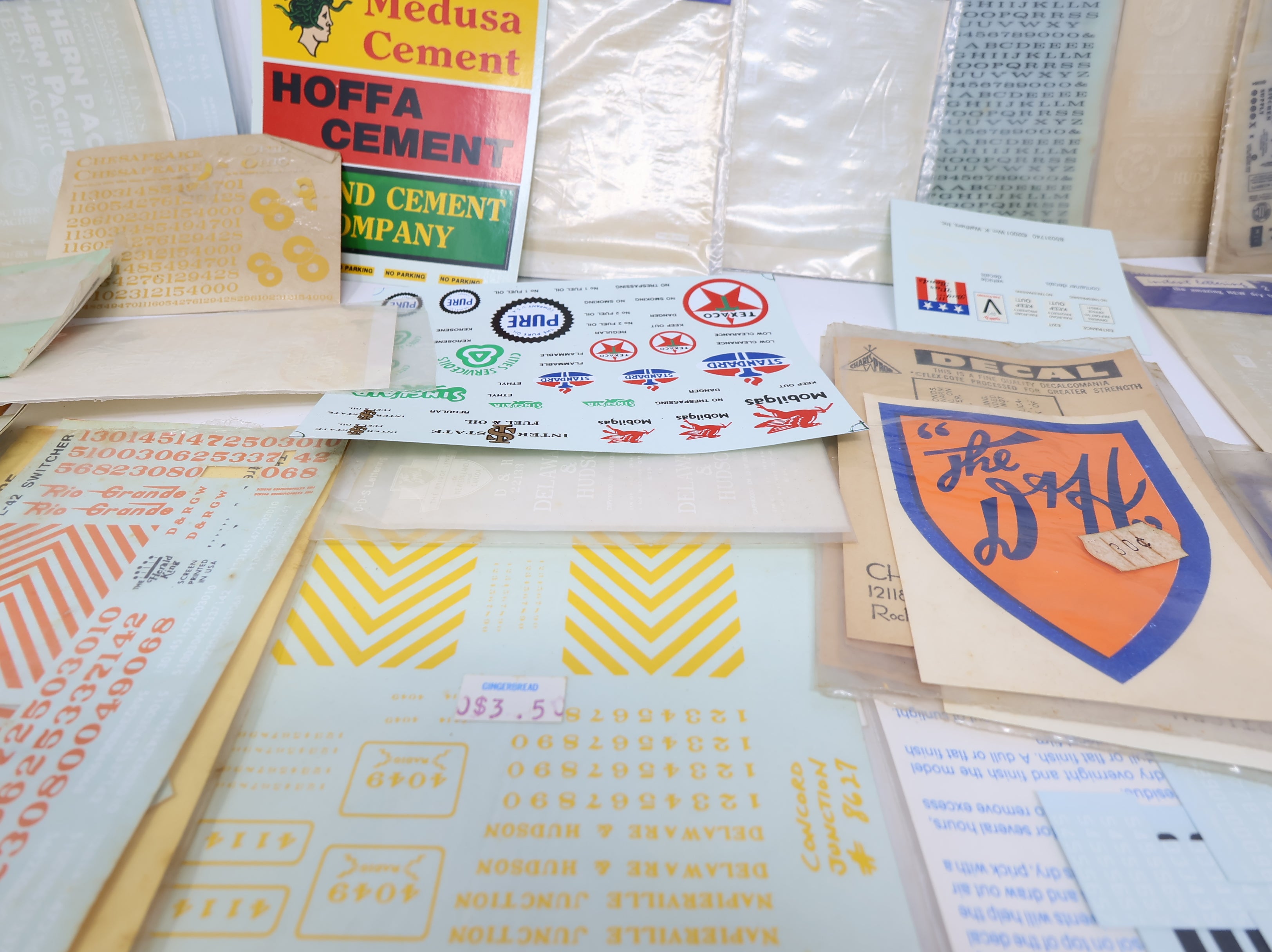 USED HO Scale Large Lot of Various Railroad Decals & Dry Transfer Alphabet