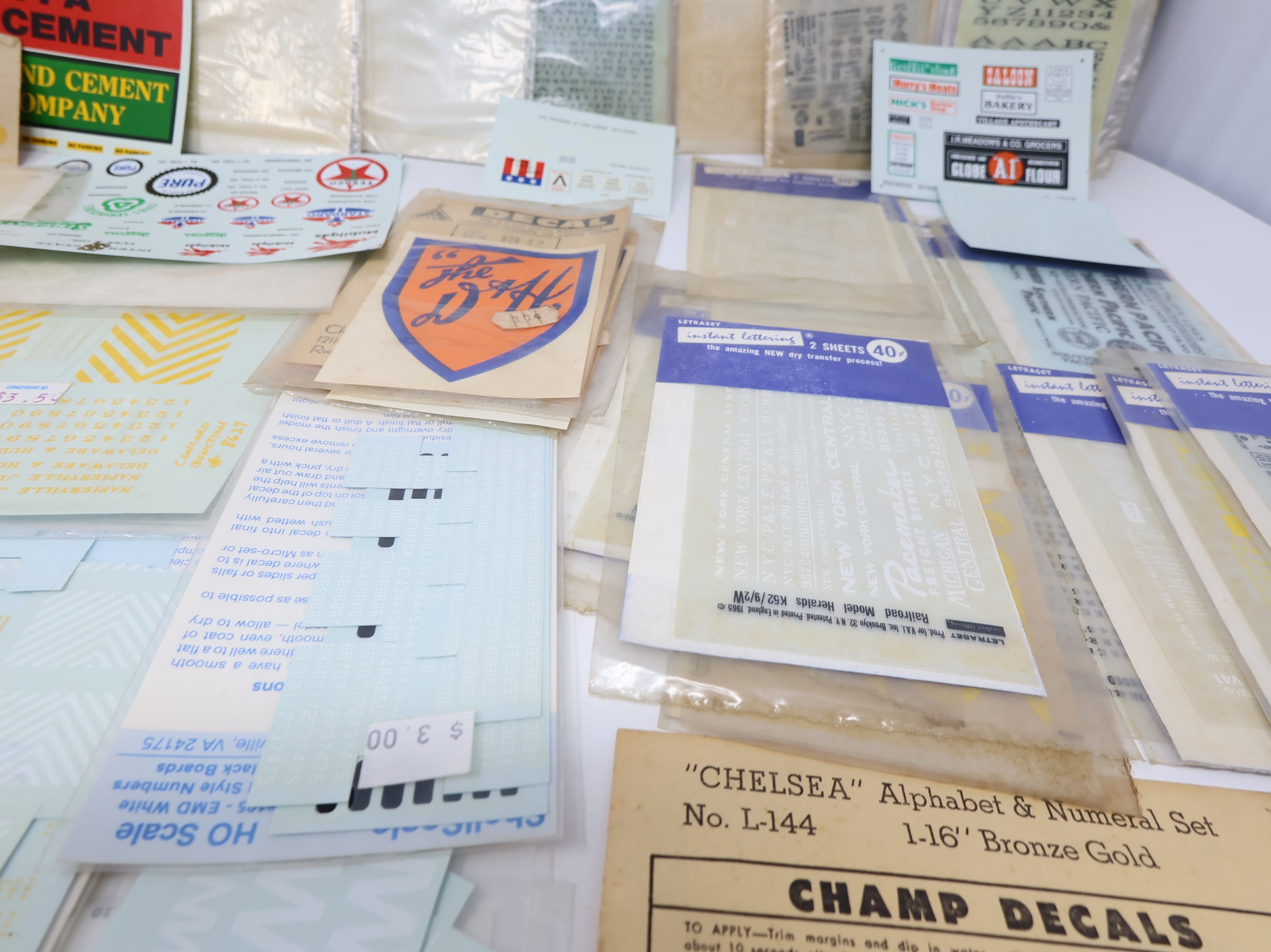 USED HO Scale Large Lot of Various Railroad Decals & Dry Transfer Alphabet